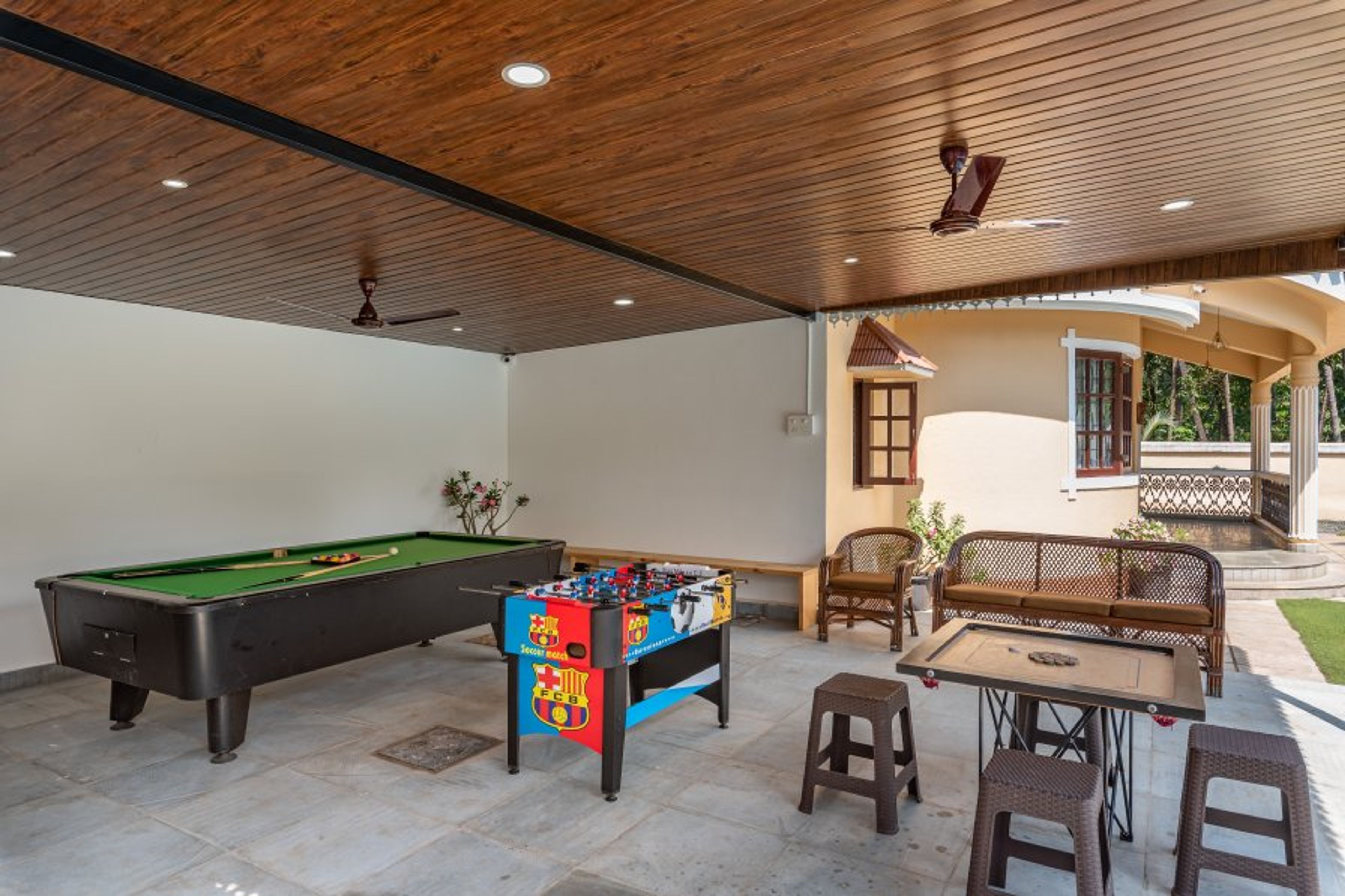 Amazing board games -- pool table, carrom and foosball