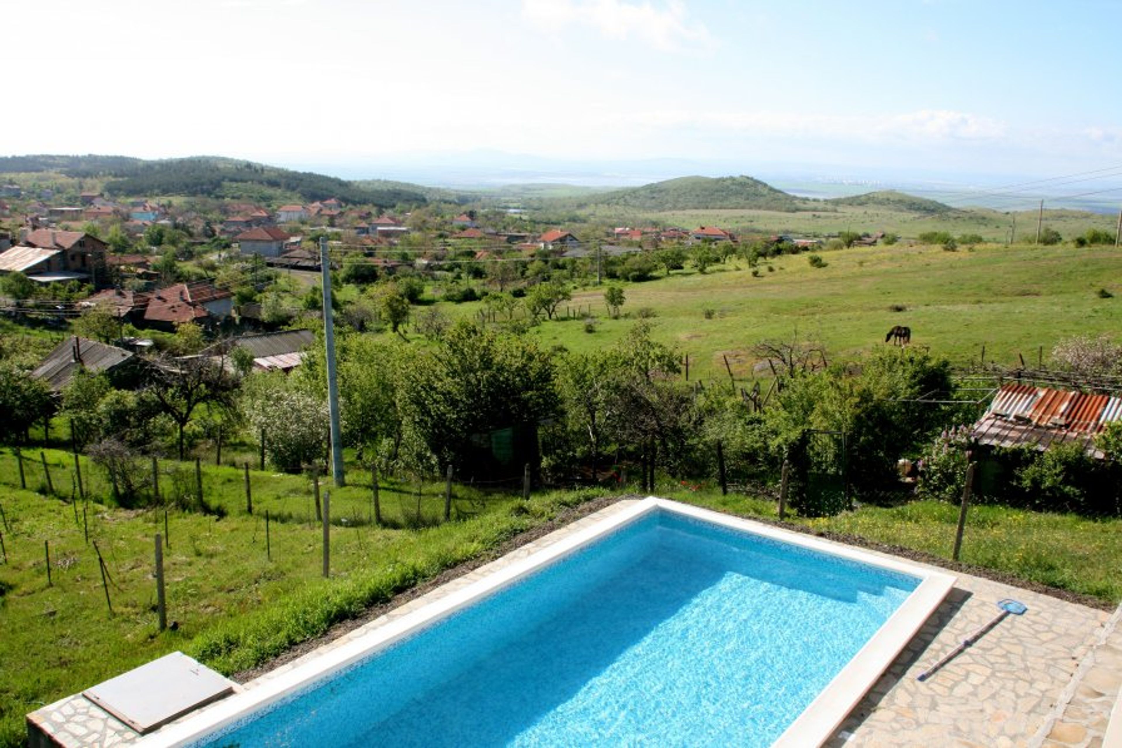 View from terrace first floor on swimming pool and Izvorishte