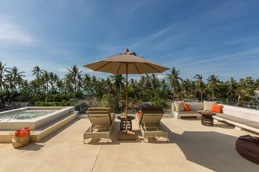Villa in Ban Tai, Koh Samui: Roof top lounge at Pina Colada Villa, a 5 bedroom private villa locat..