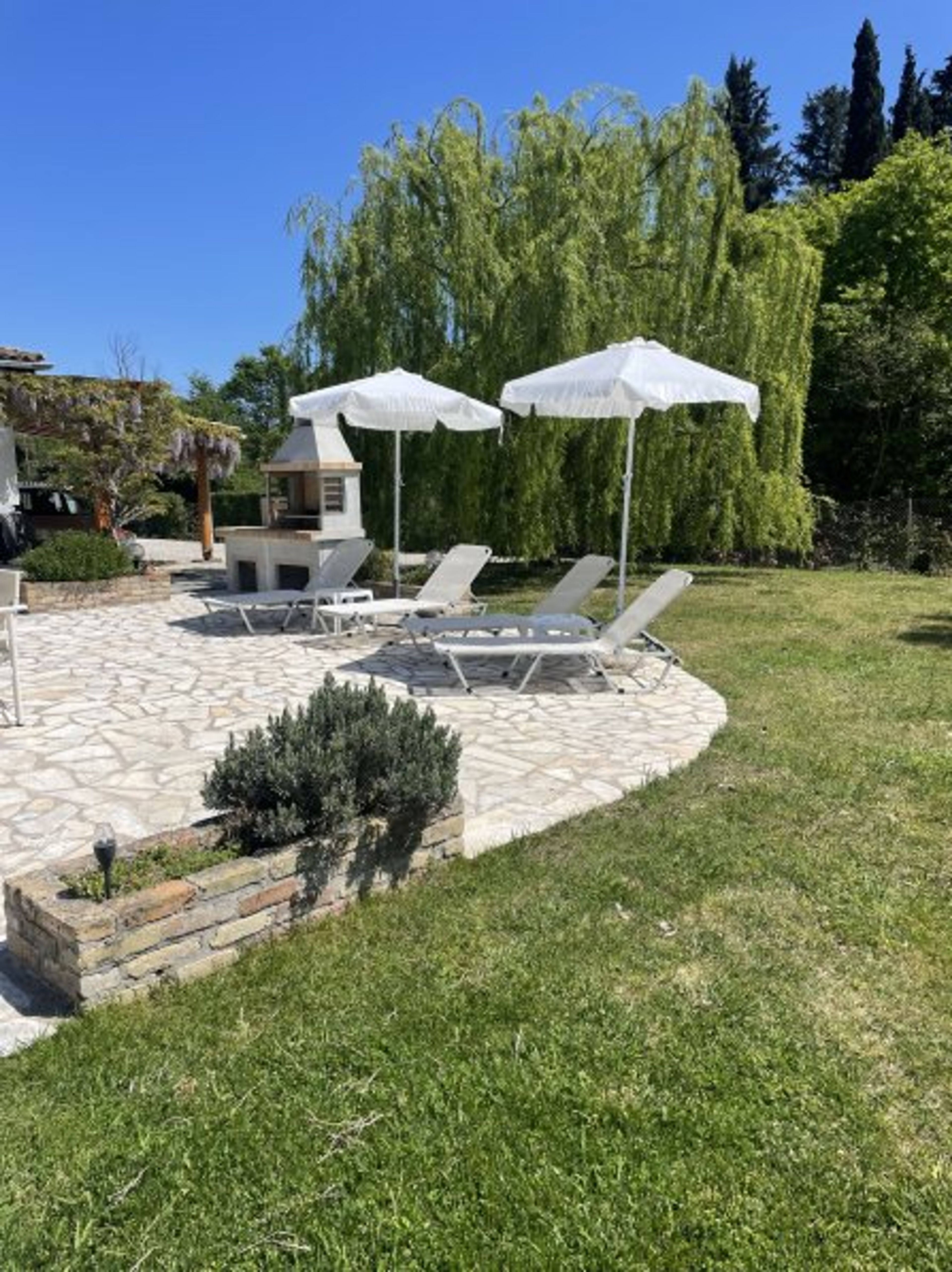 The barbecue and patio area