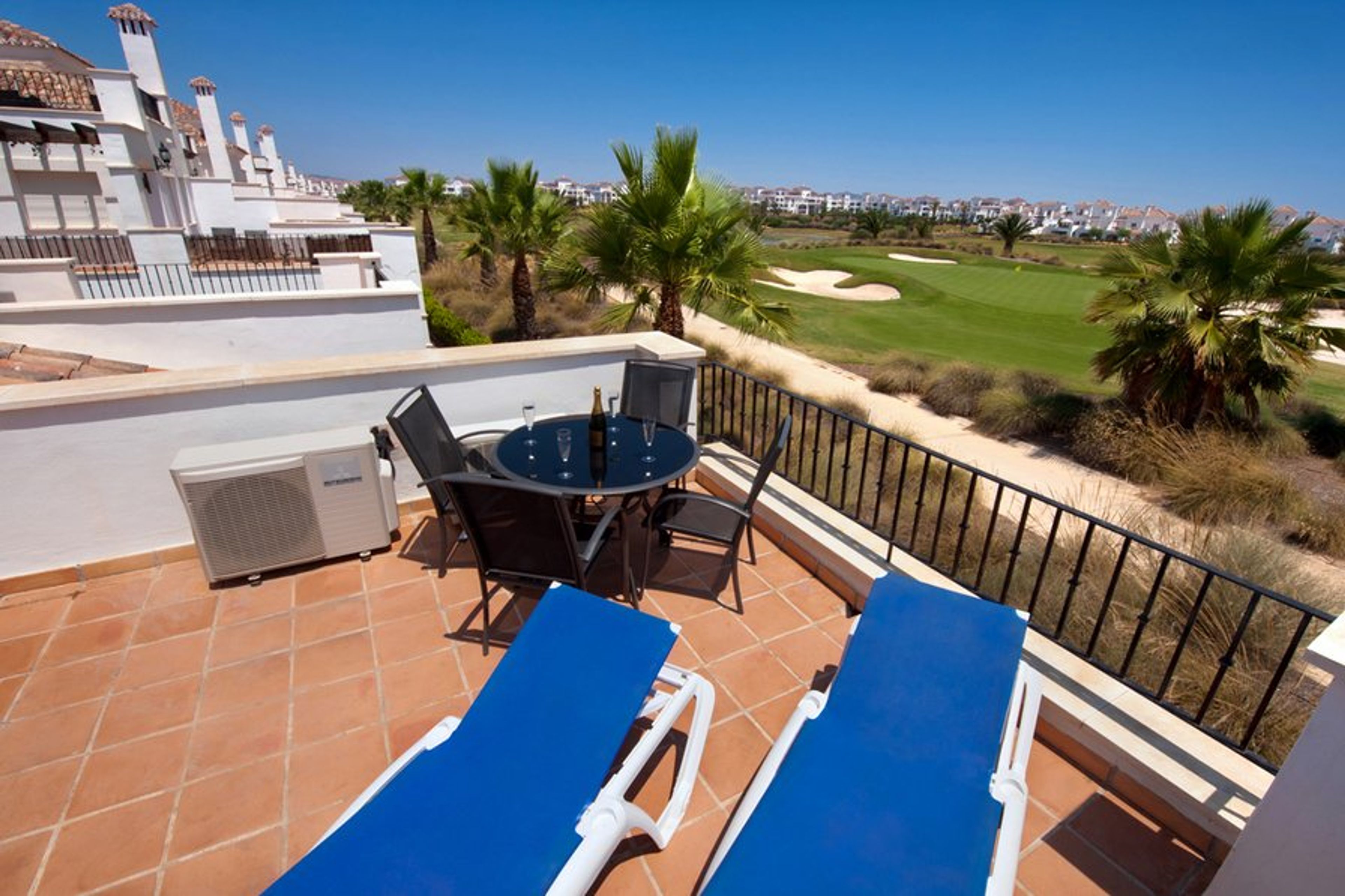 We have four sun loungers plus two lightweight loungers for the pools.