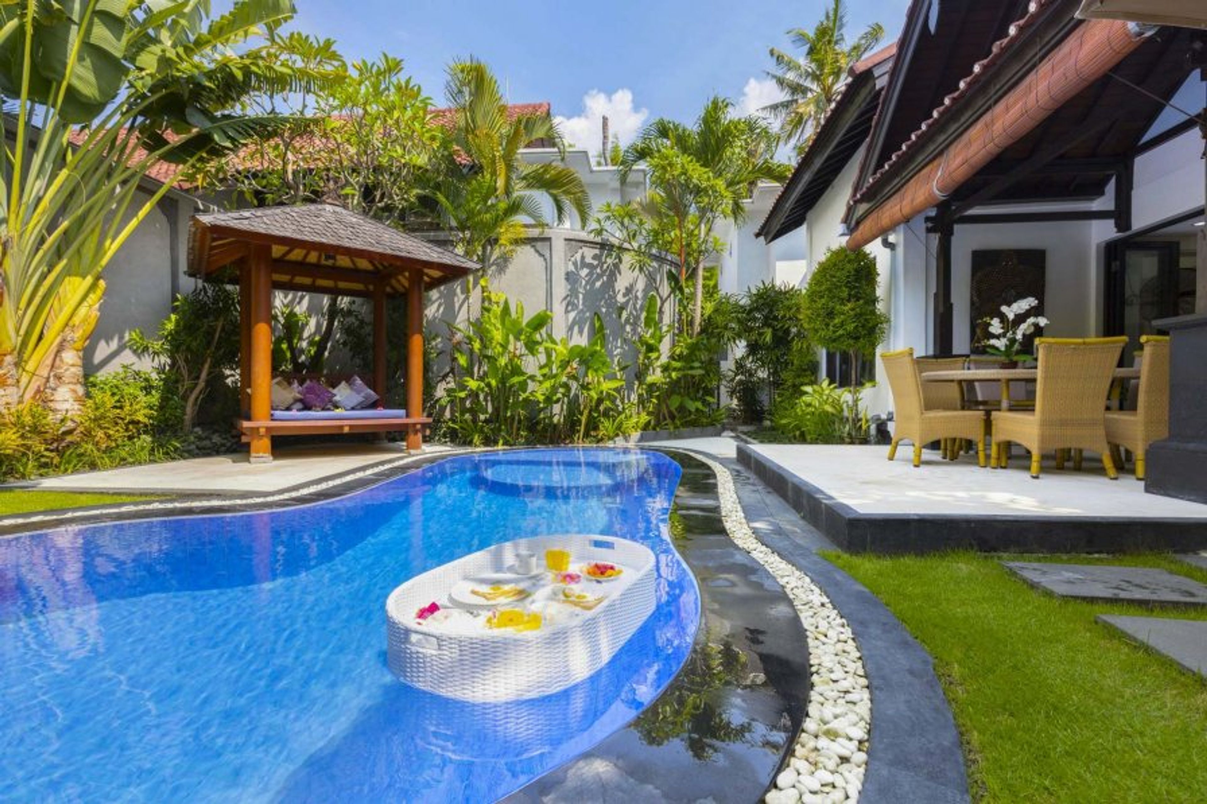 Pool, gazebo and terrace view