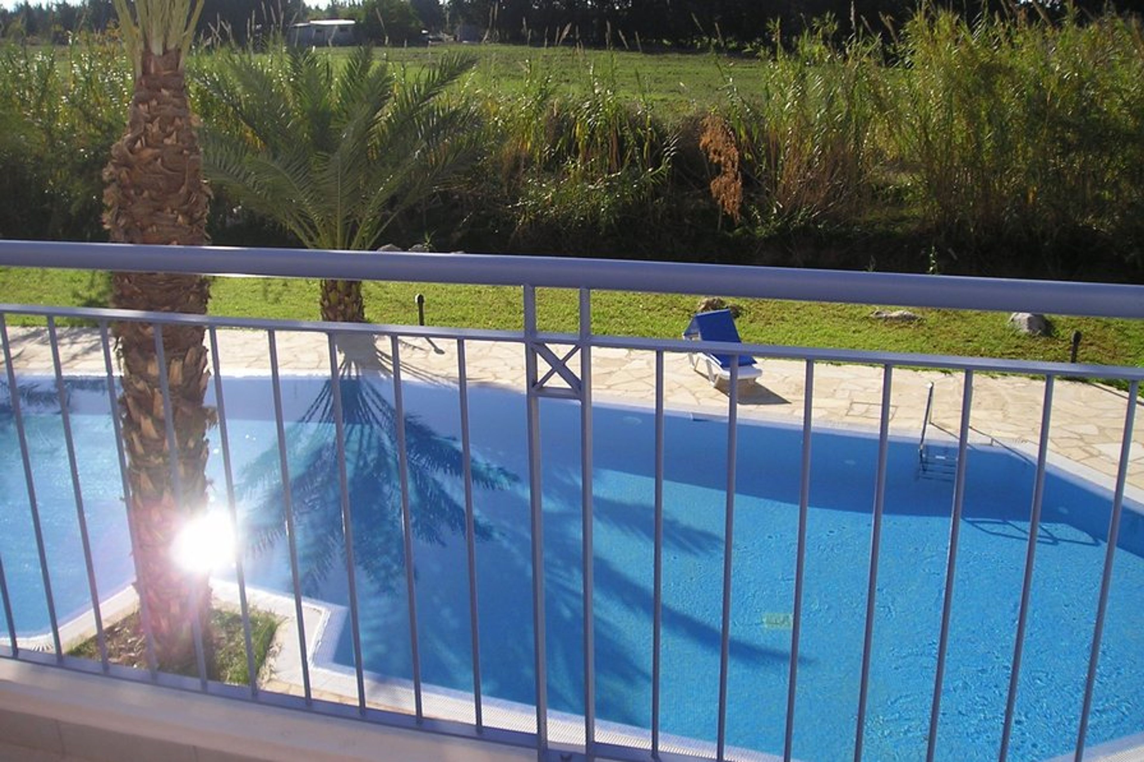 View of the pool from the balcony