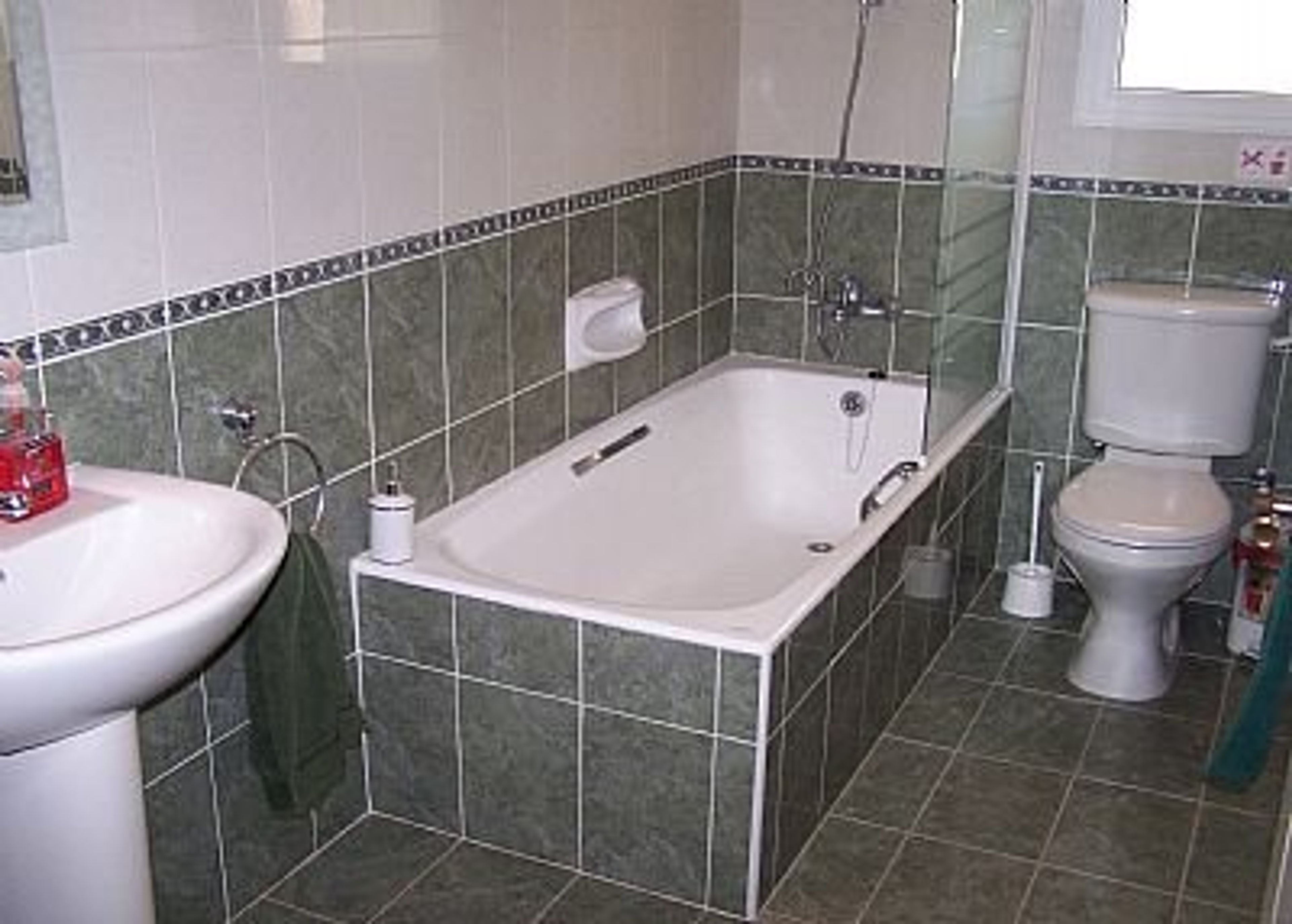 One of the two bathrooms