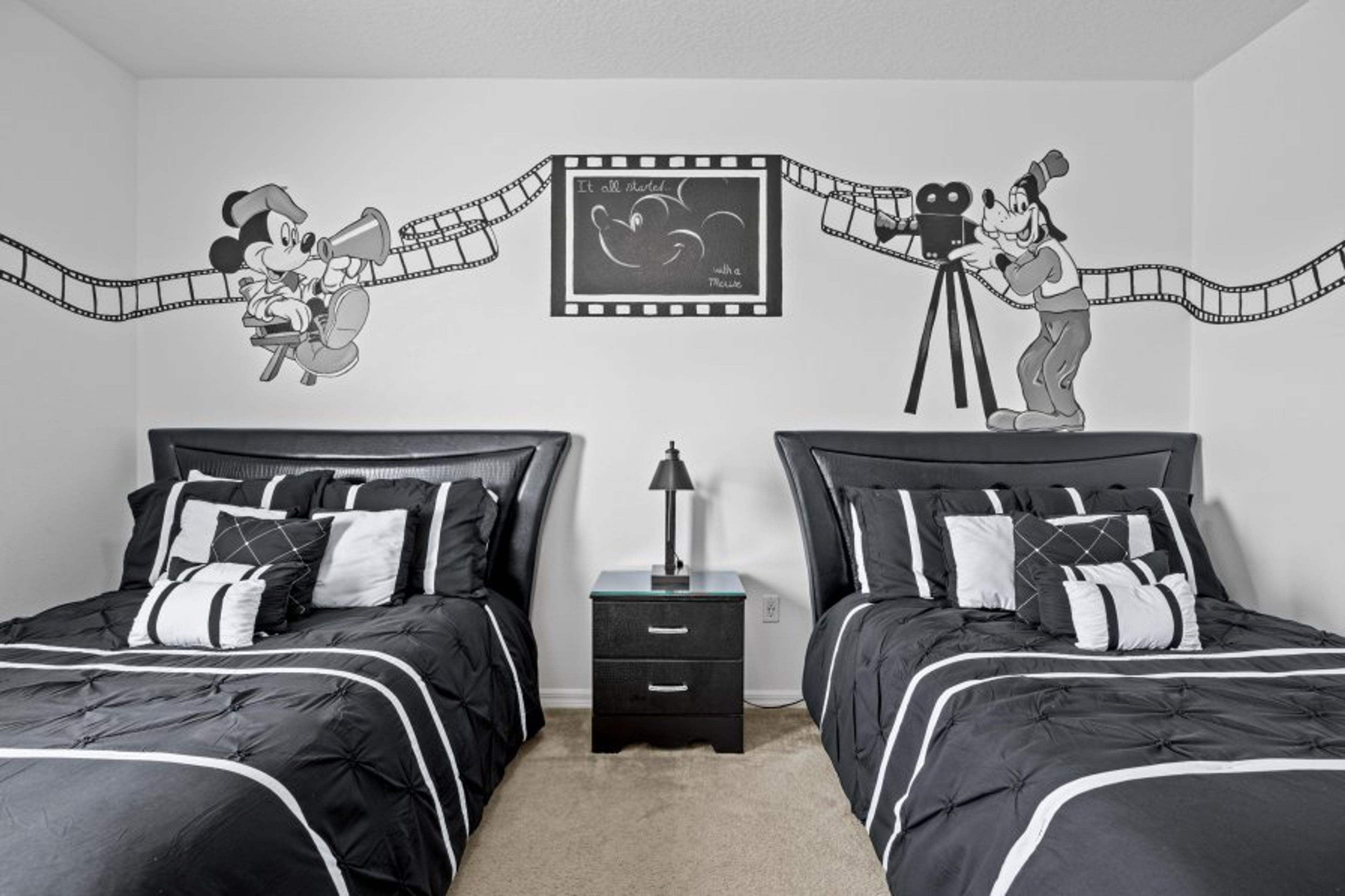 Hollywood Studios themed room with two double beds