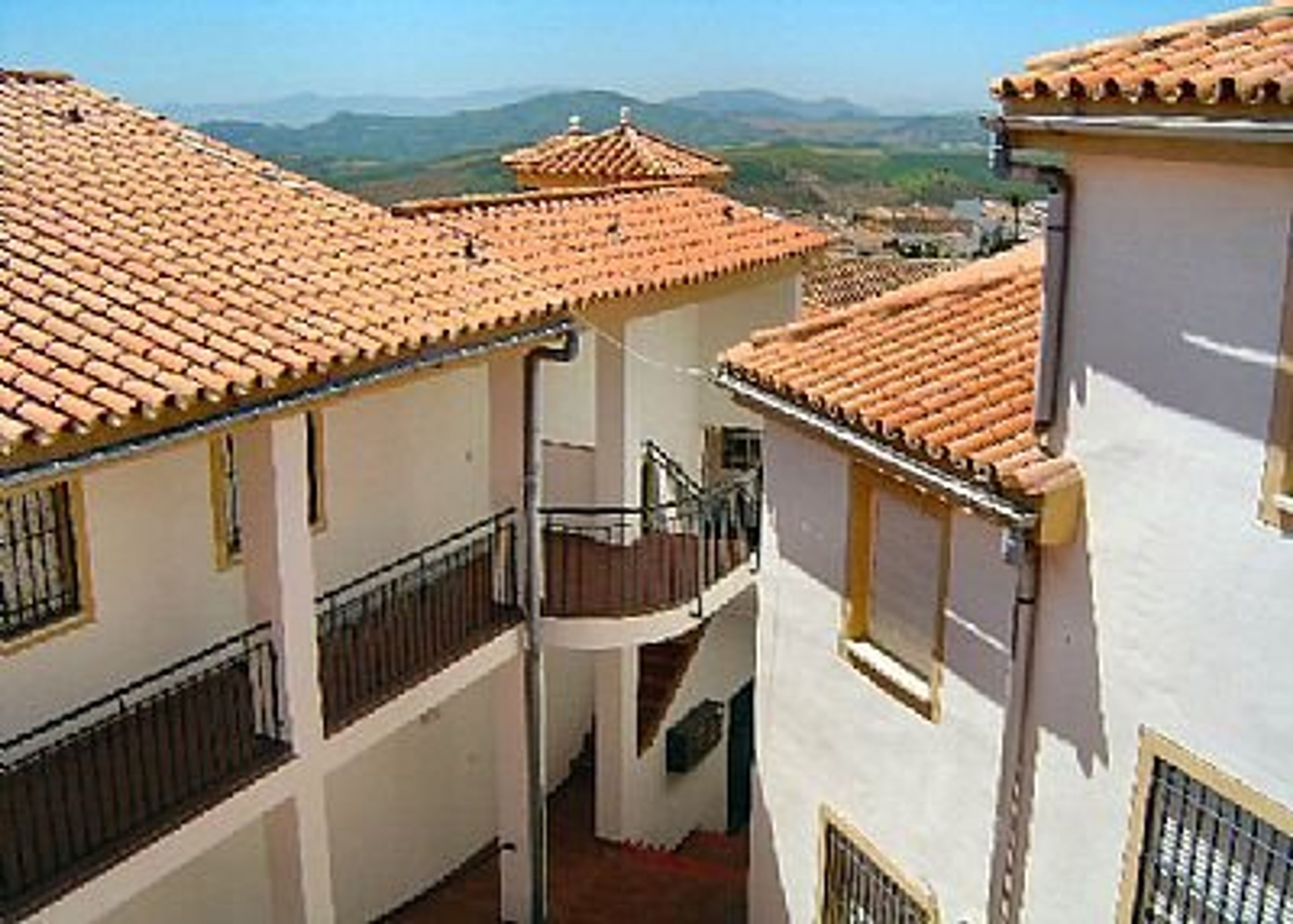 View of rooftops of the village