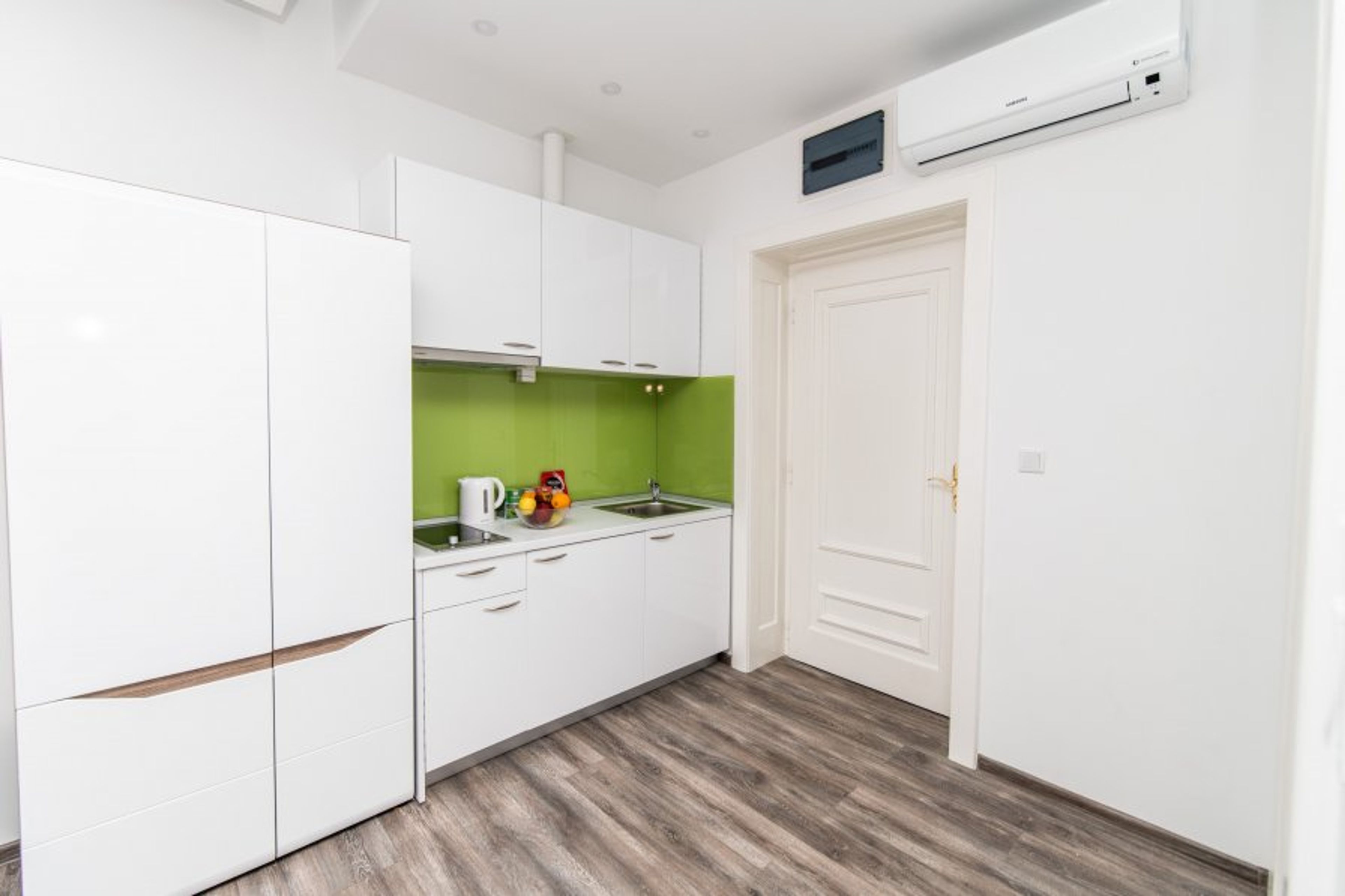 Our modern kitchenette is equipped for your basic cooking needs!