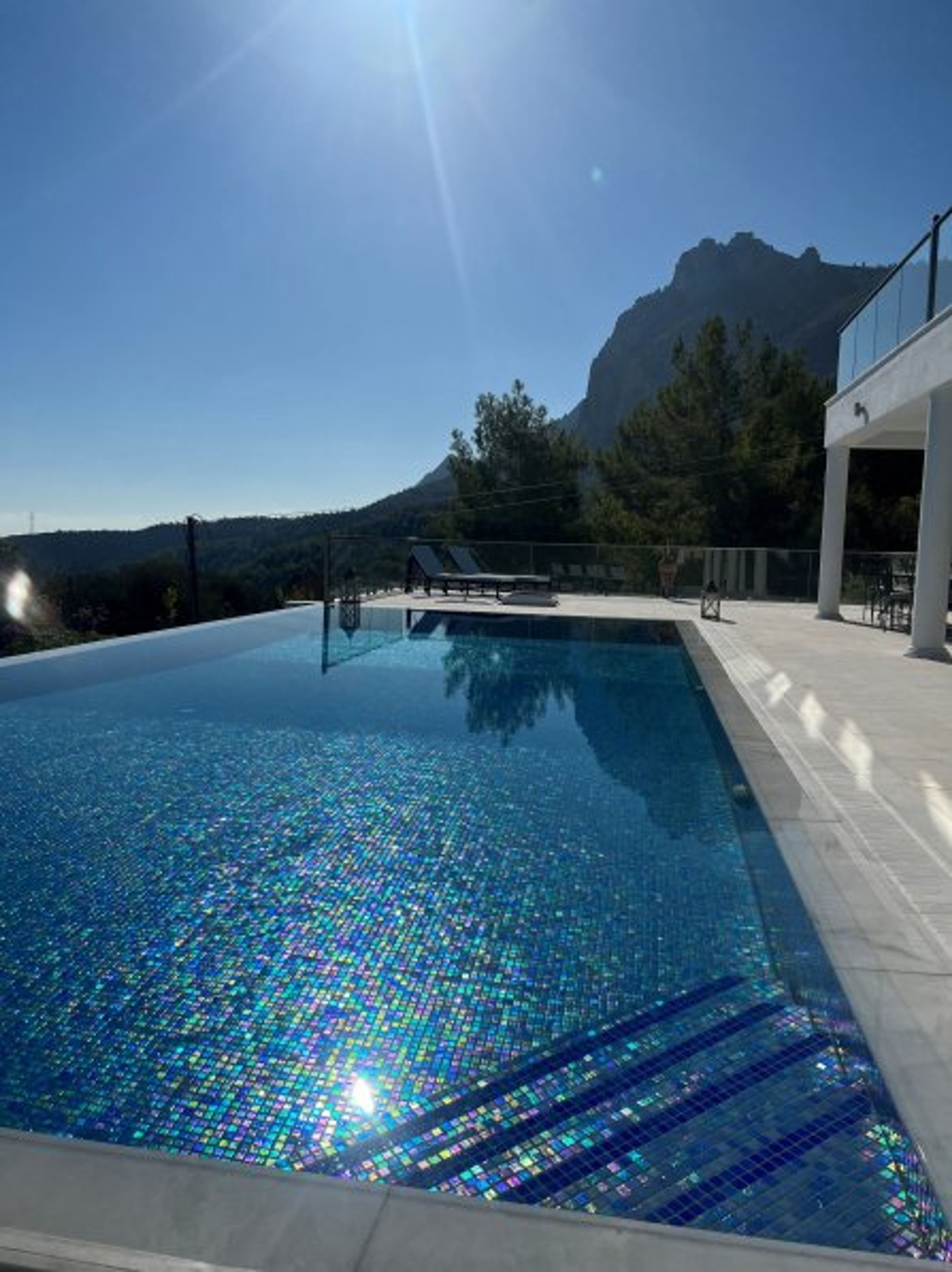 Pool with St Hilarion Castle and Mountains behind