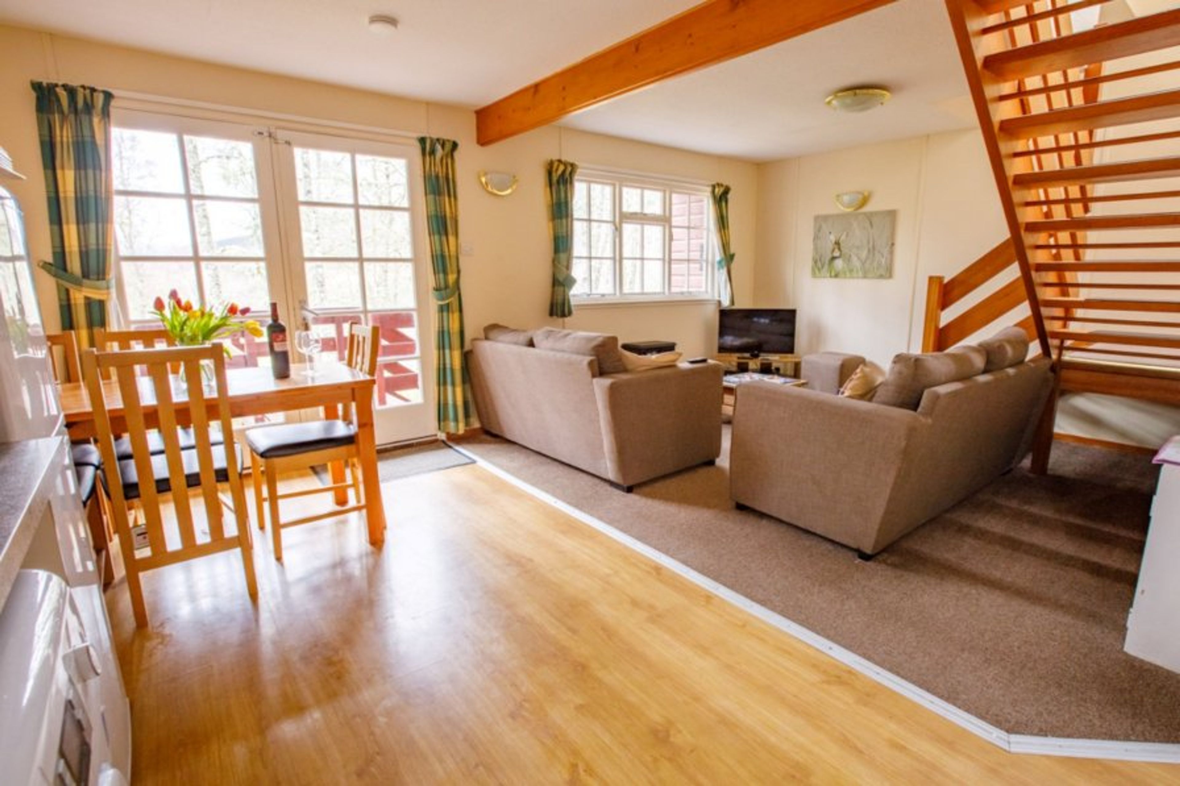 Open plan living and dining area.