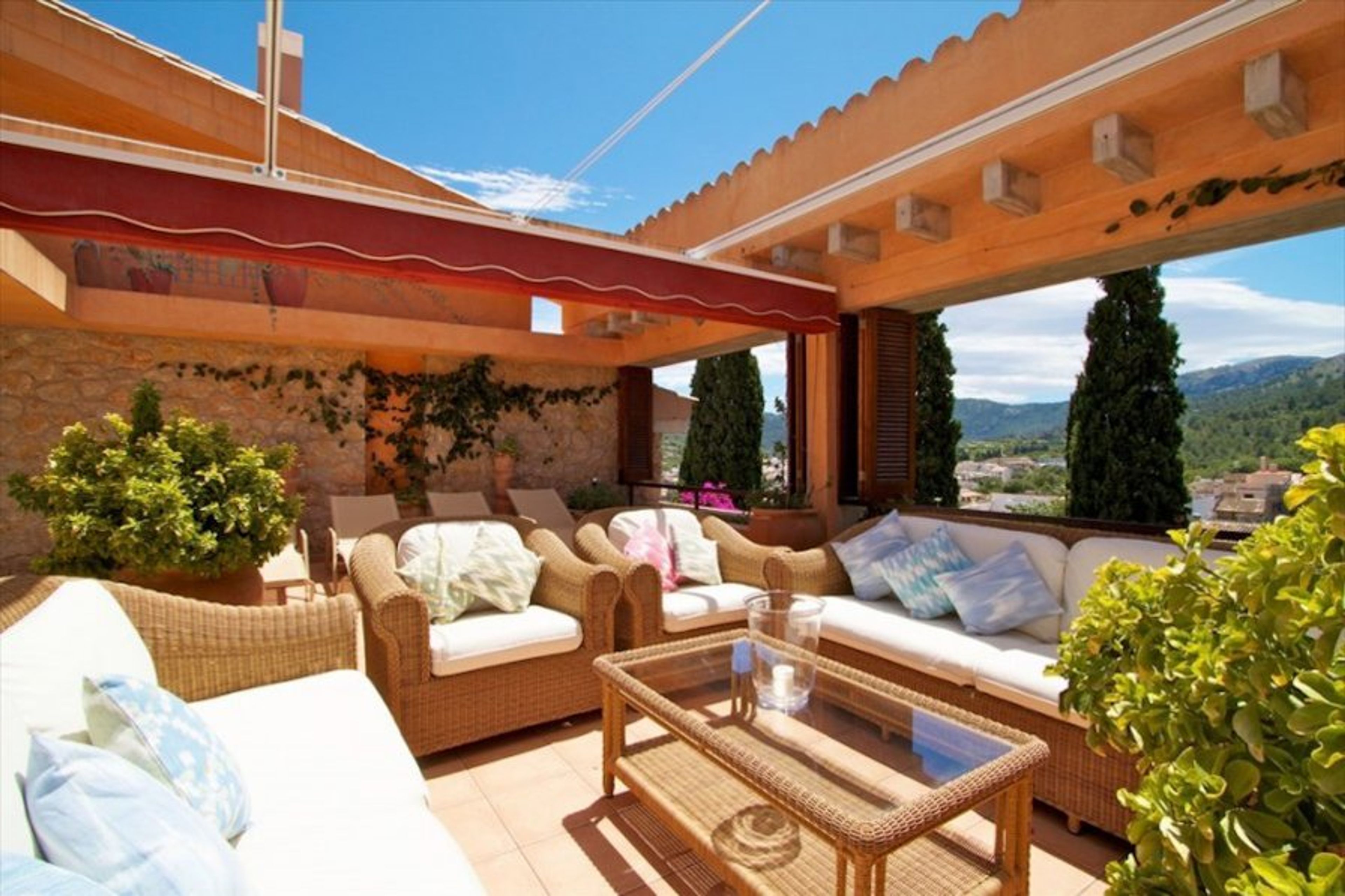 Terrace with seated area and pool