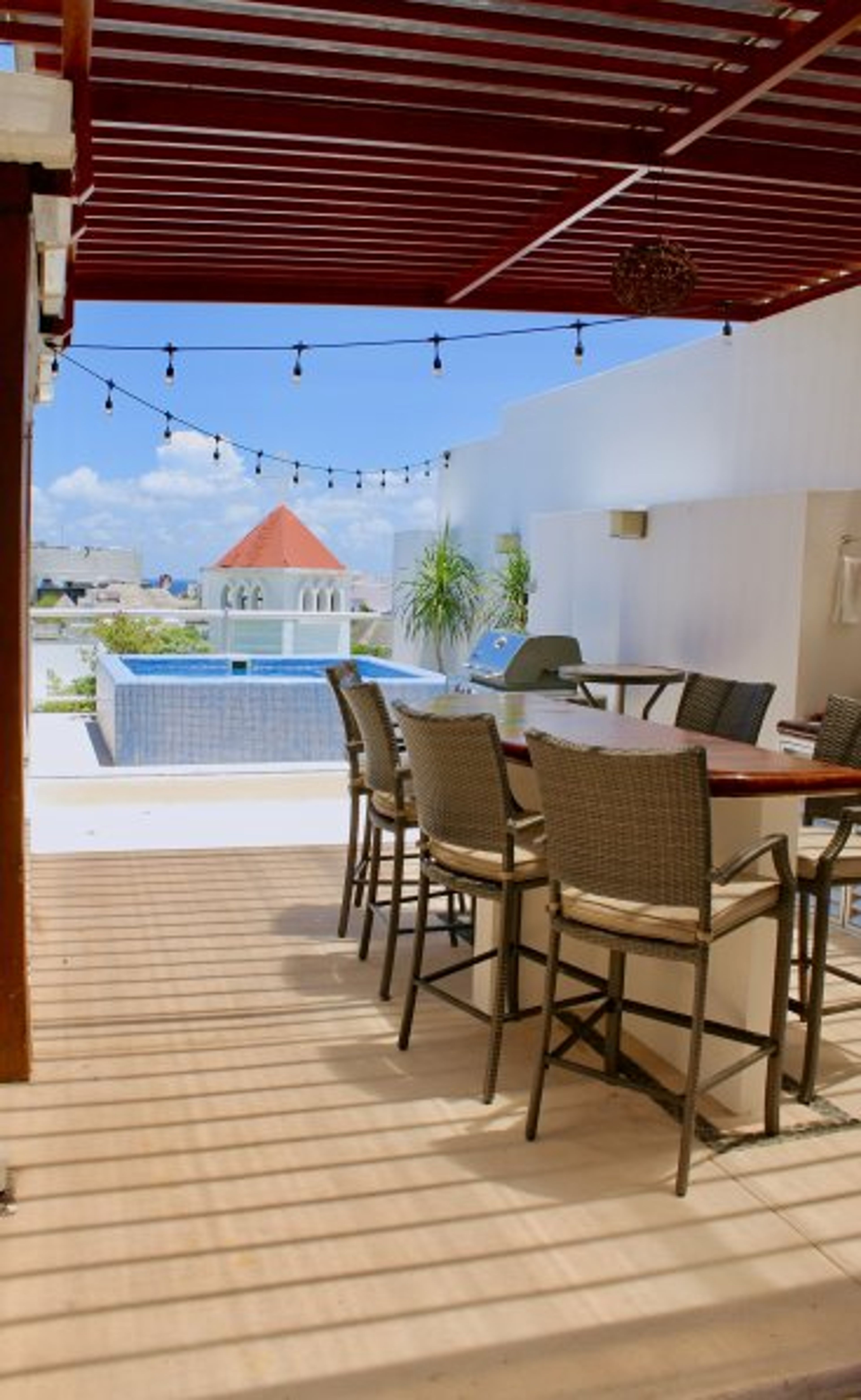PARTIALLY COVERED ROOFTOP PENTHOUSE GIVING A BREAK FROM THE SUN