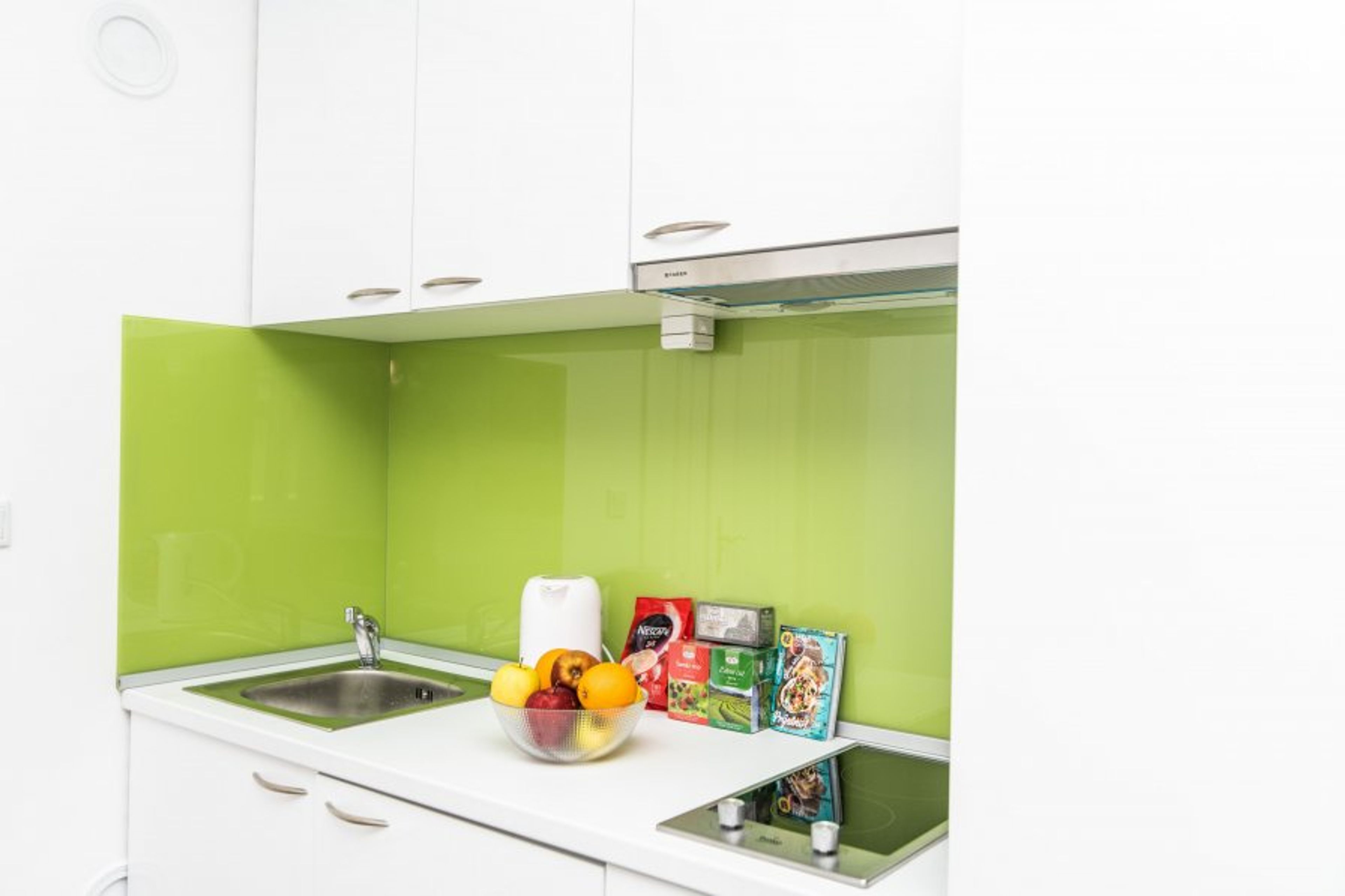 A modern kitchen in each separate room!