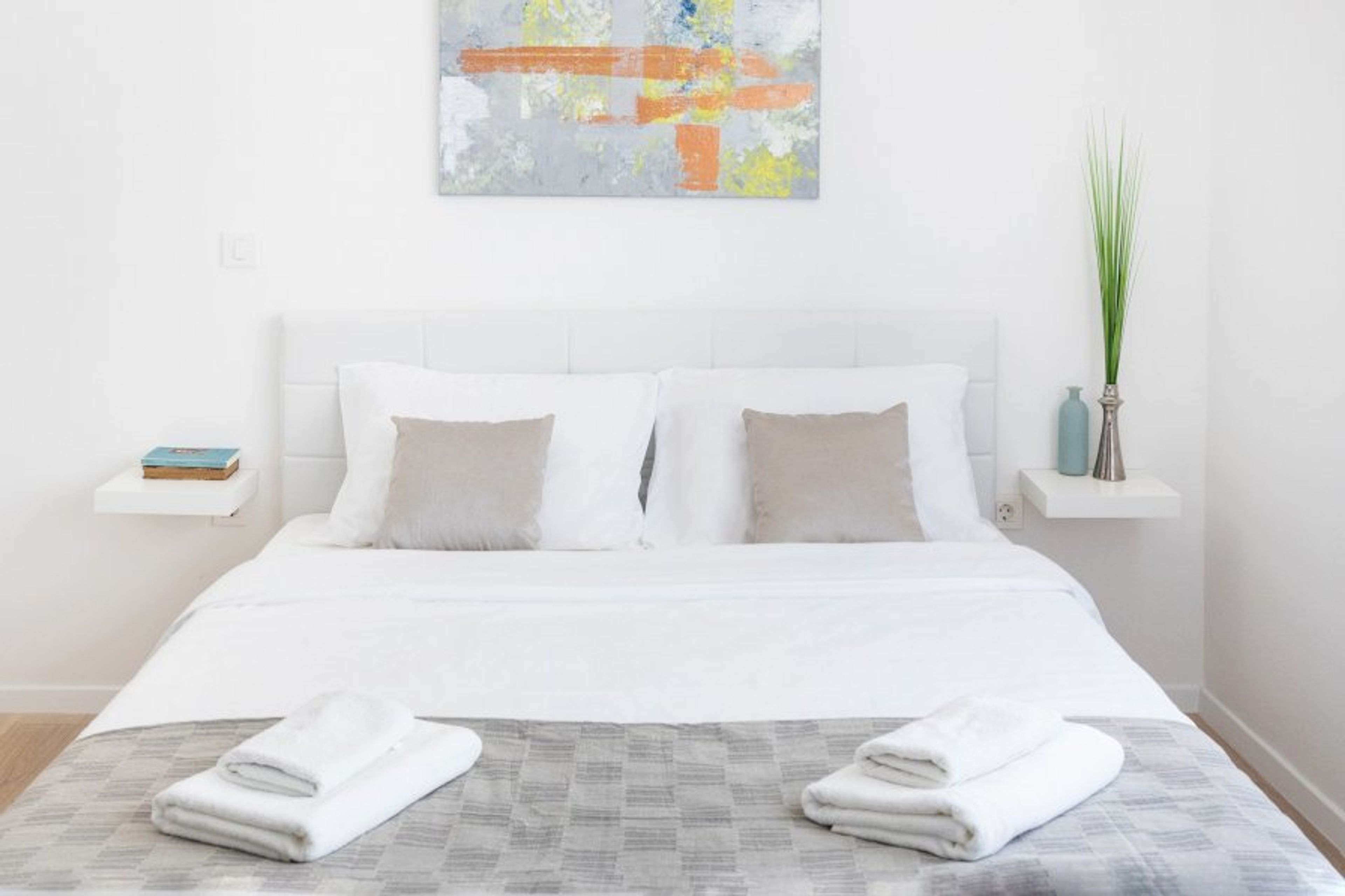 A comfortable king size bed