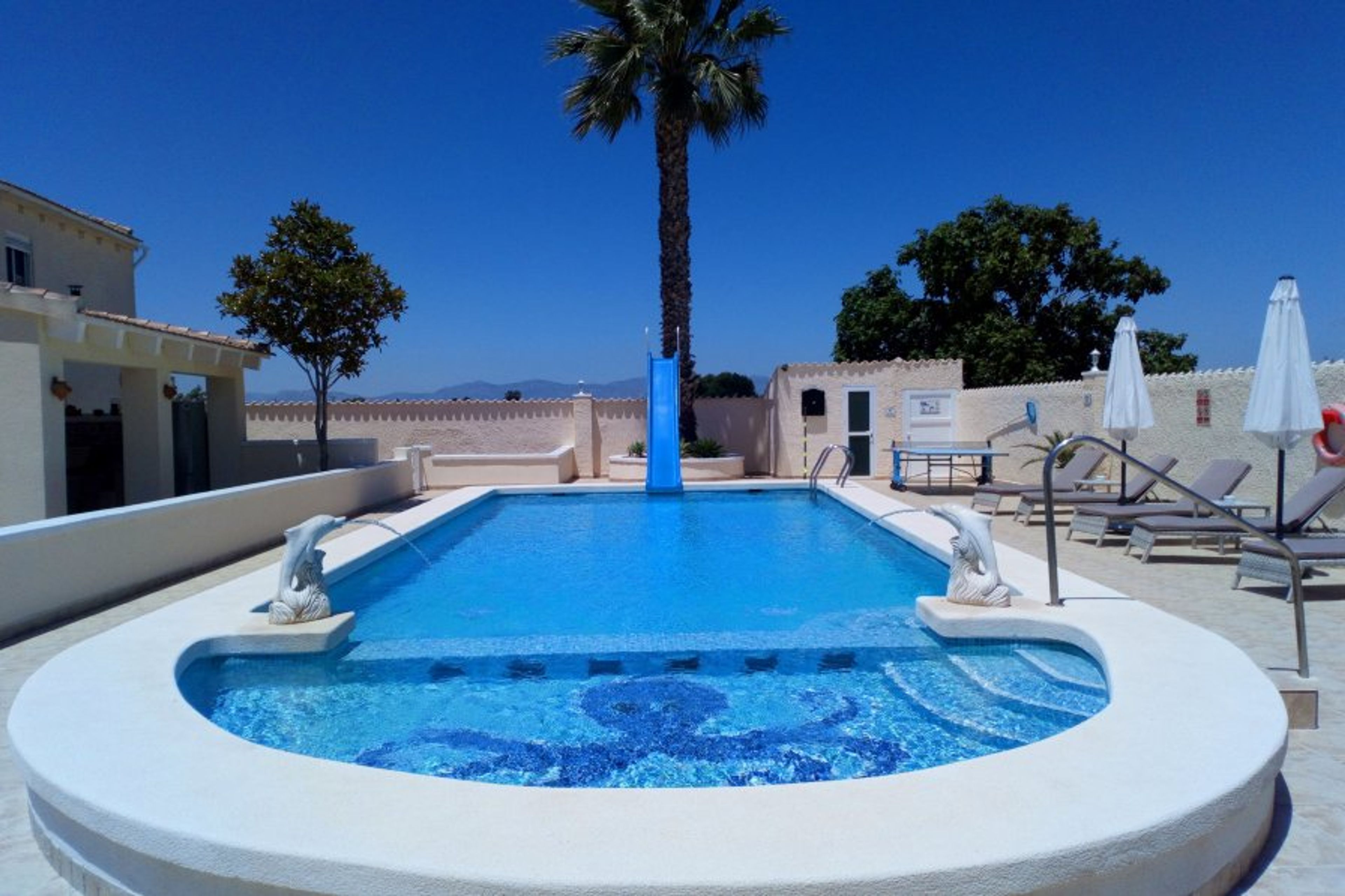 Swimming pool with special shallow end ( Octopus) for the children.