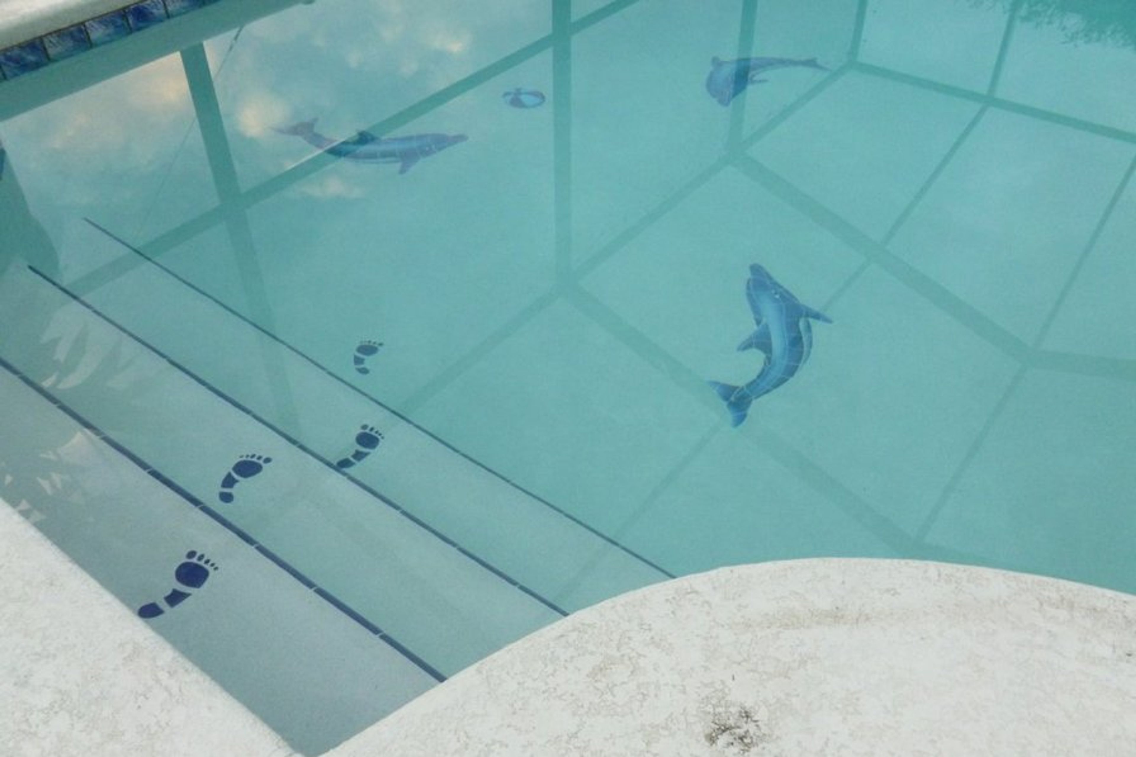 Pool mosaics ...Dolphins chase the beach ball