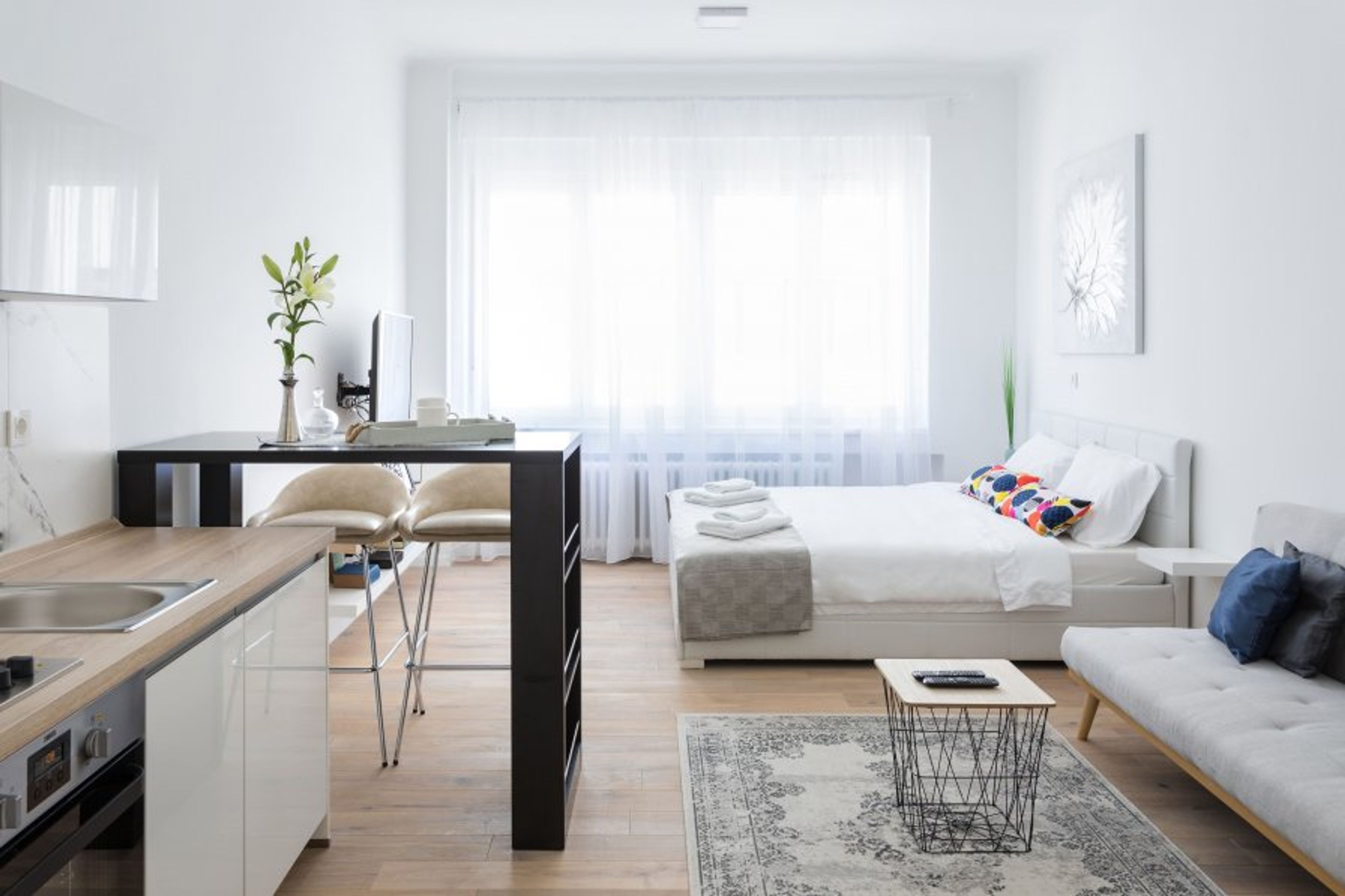 Our modern and bright quadruplex consists of four studio apartment units interconnected with a common hallway! 