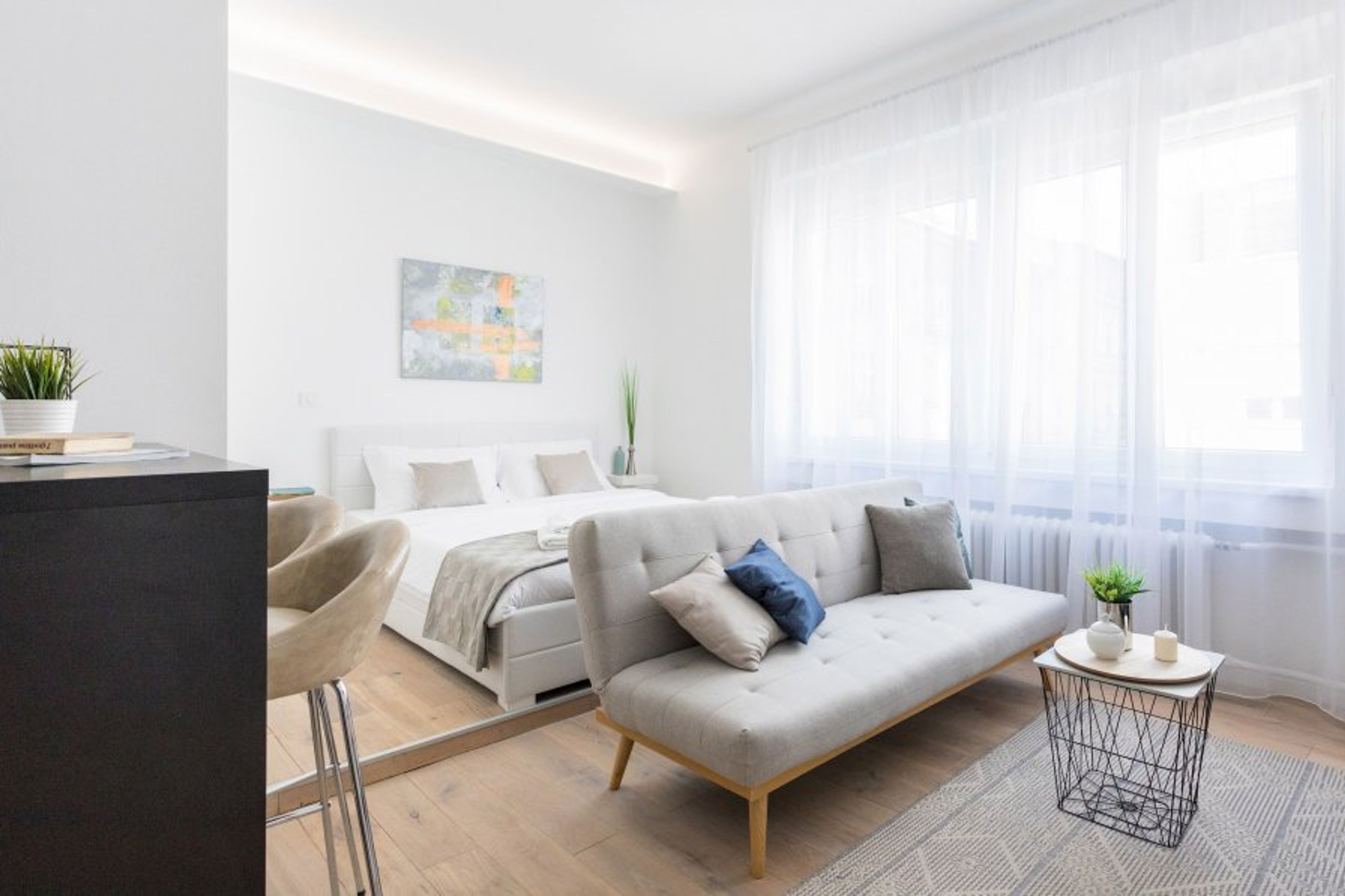 The comfortable king size beds are located in three units, while sofa beds are located in every sleeping unit!