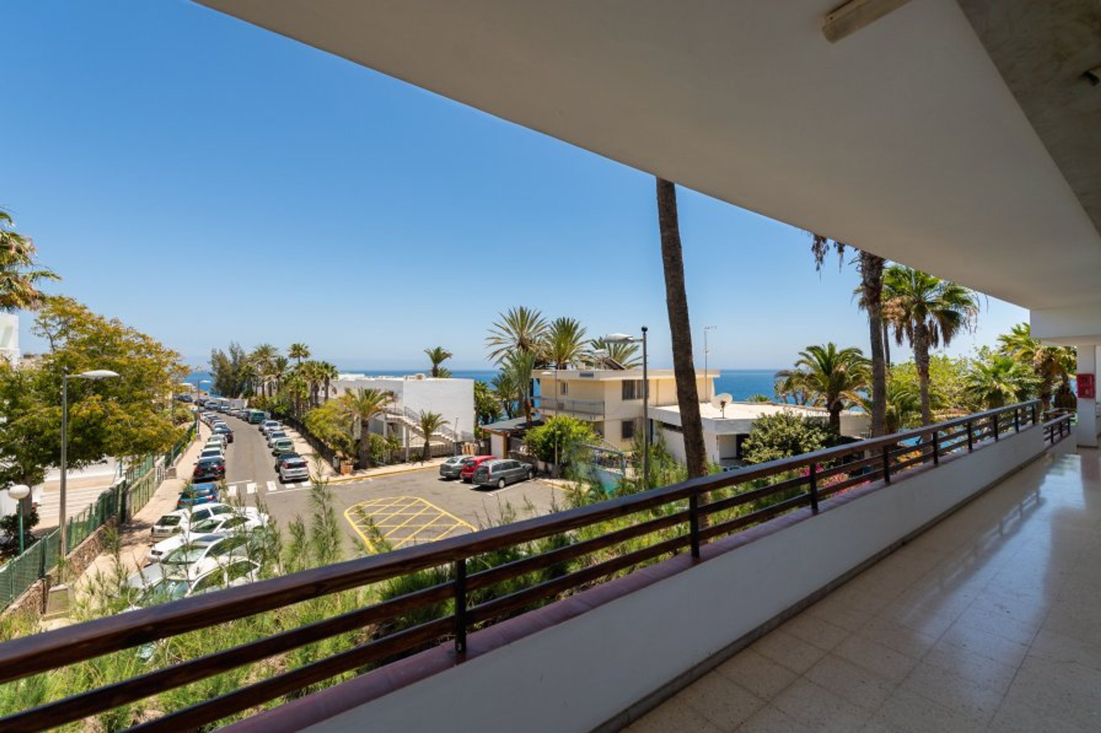 Parking lot next to building