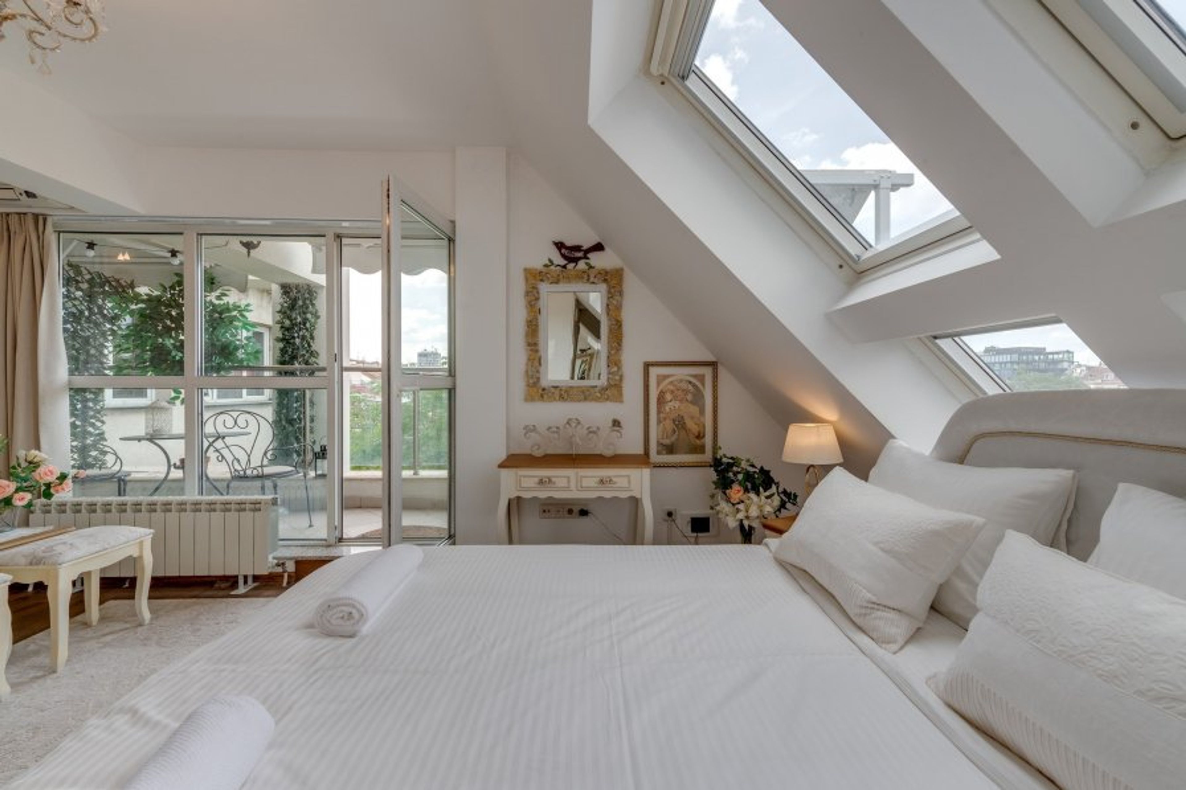 Modernly designed bedroom with king size bed 