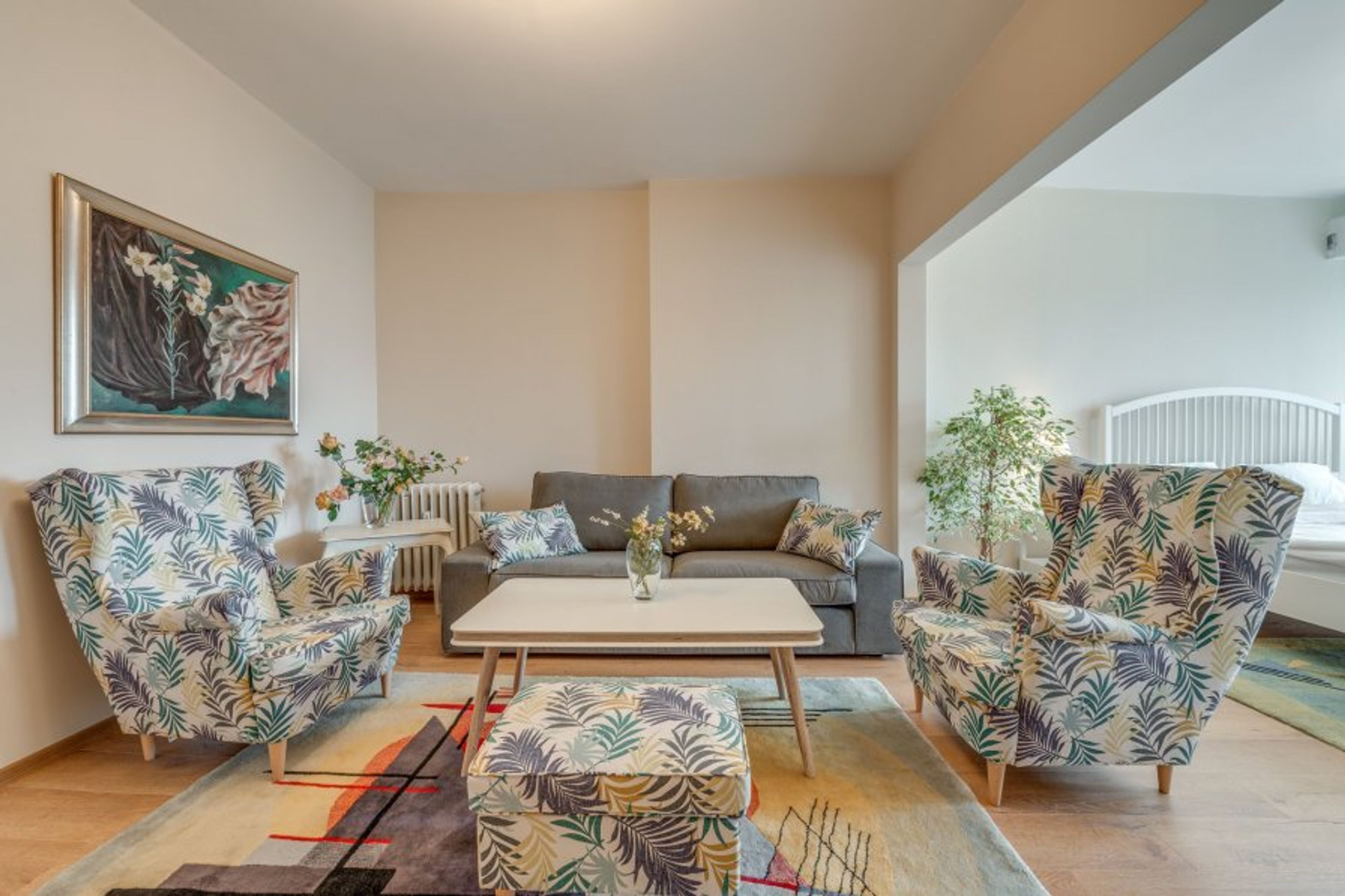 Modern and comfortable living room space with a very soft couch