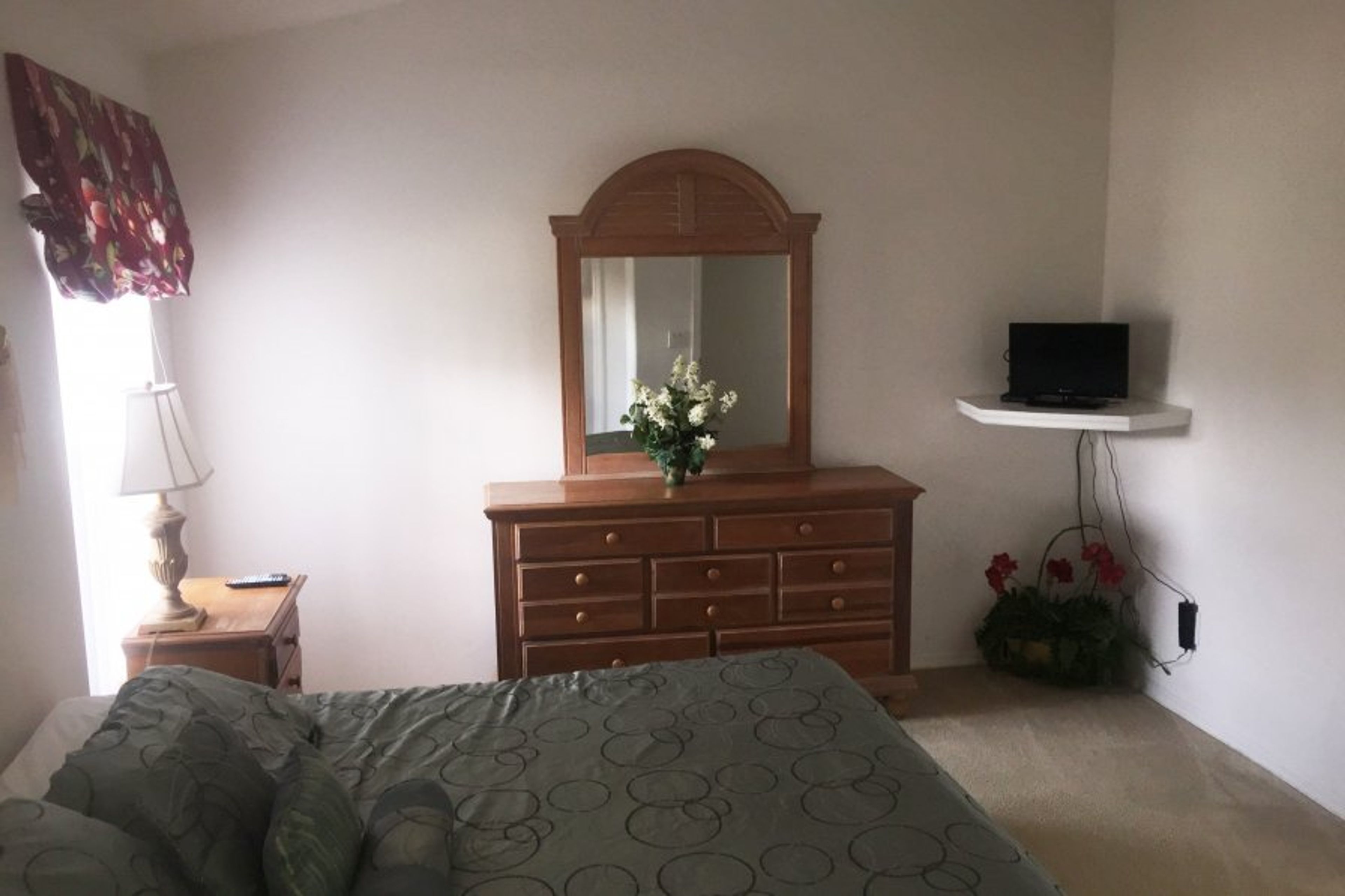 Another View: Master Bedroom with chest of Drawers and TV.