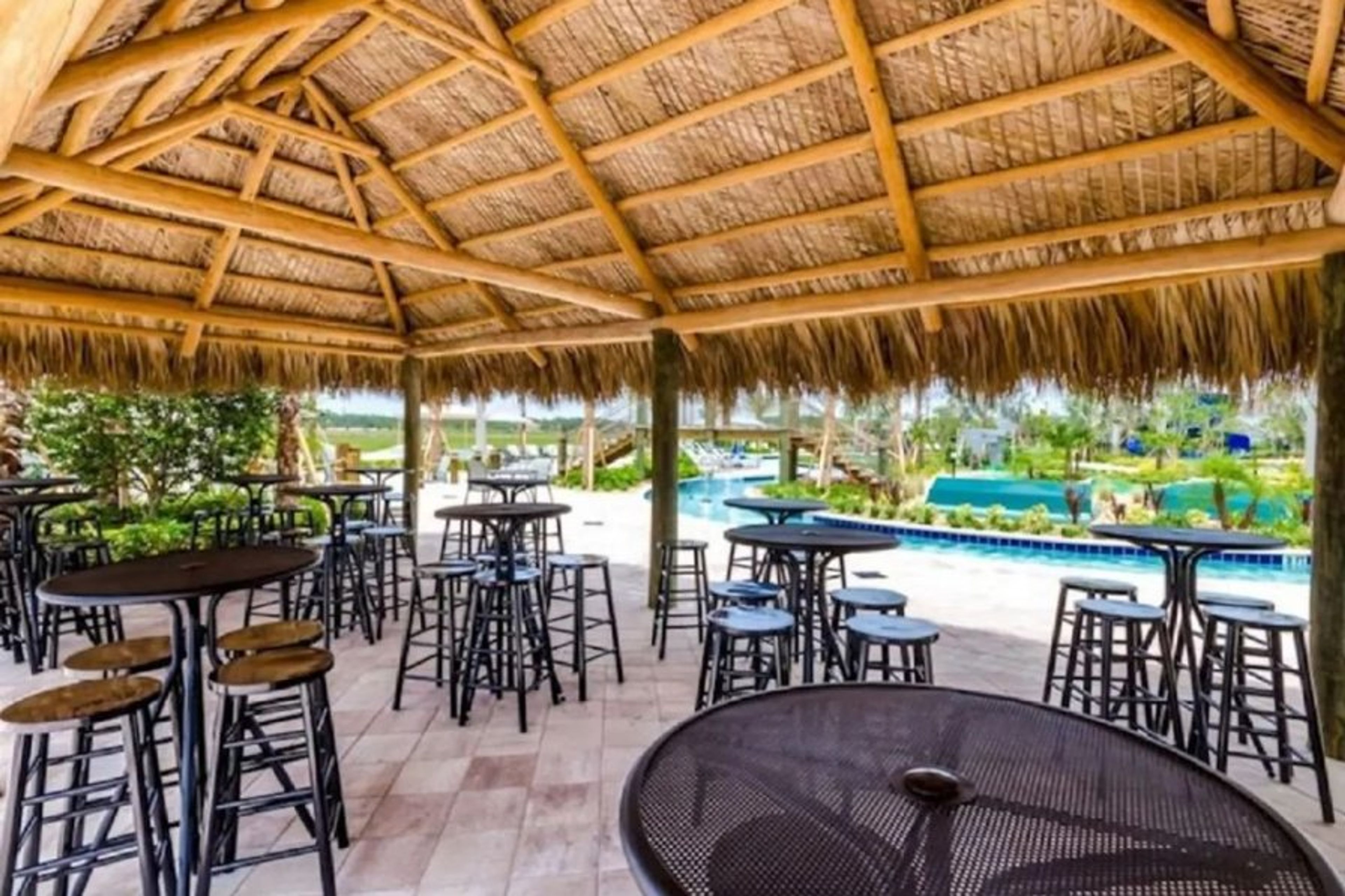 The tiki bar at the clubhouse
