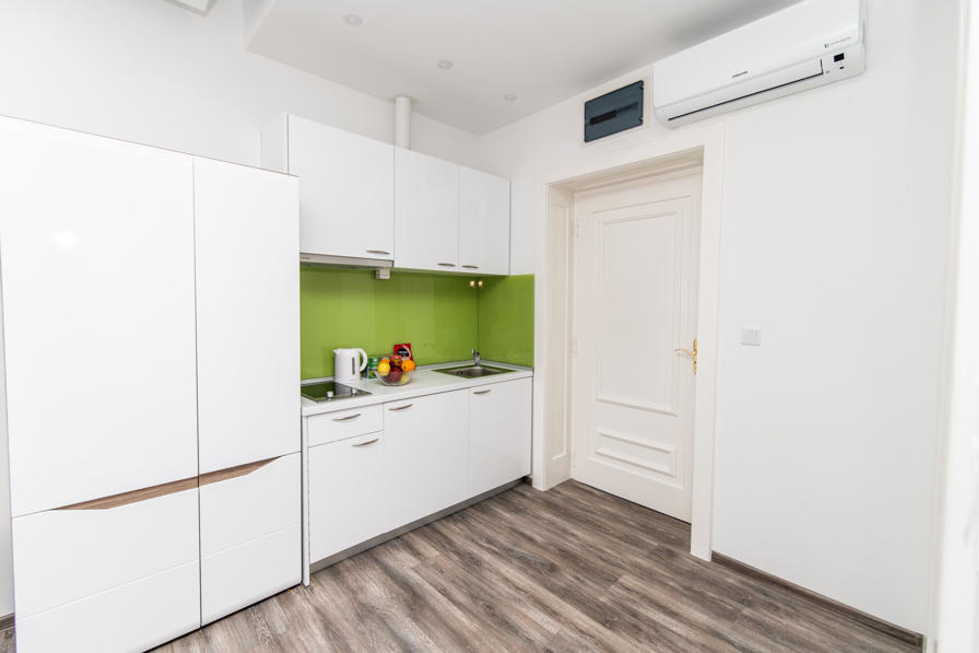 Our modern kitchenette is equipped for your basic cooking needs!