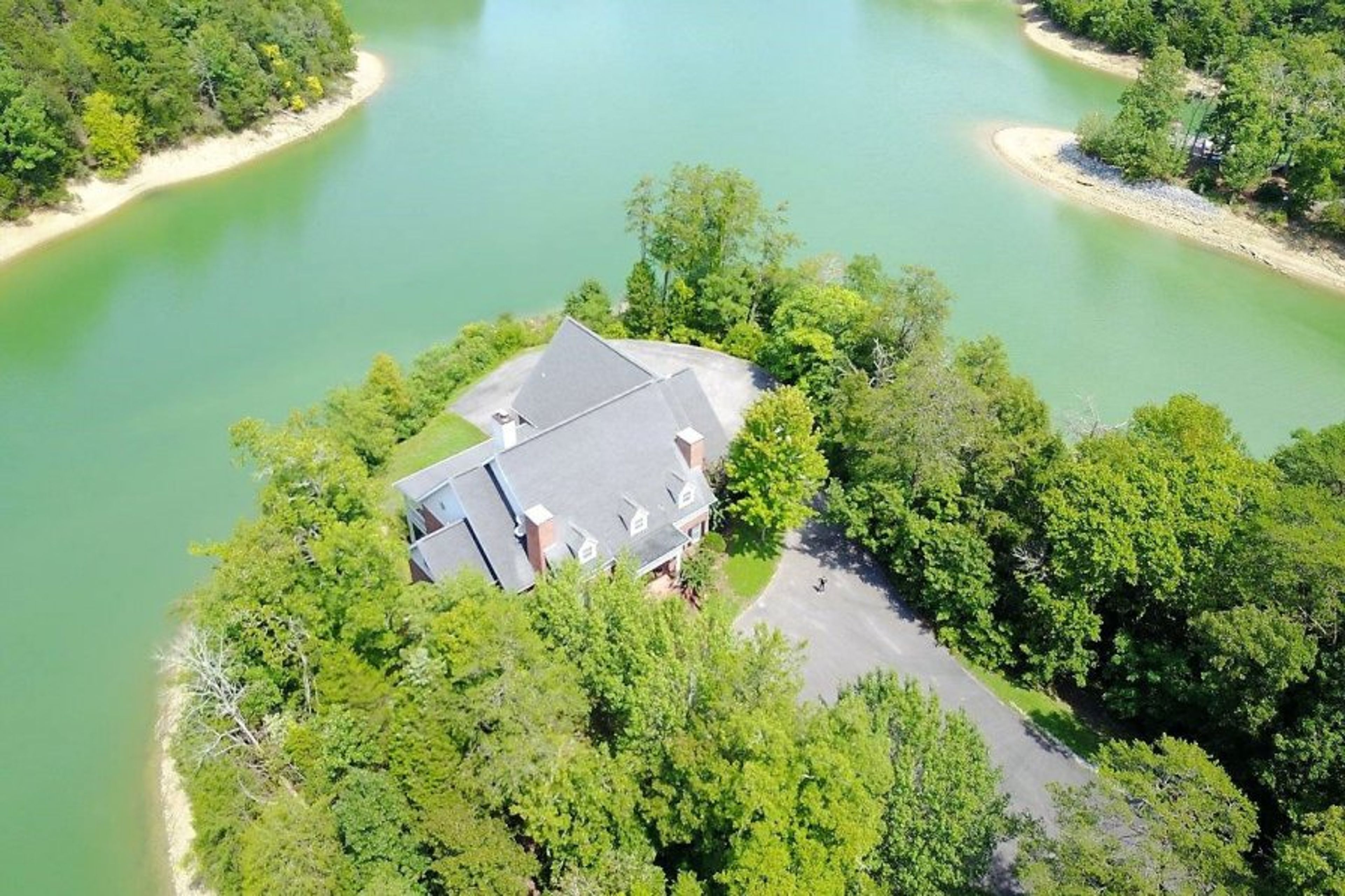 Aerial view of the Lake House. 