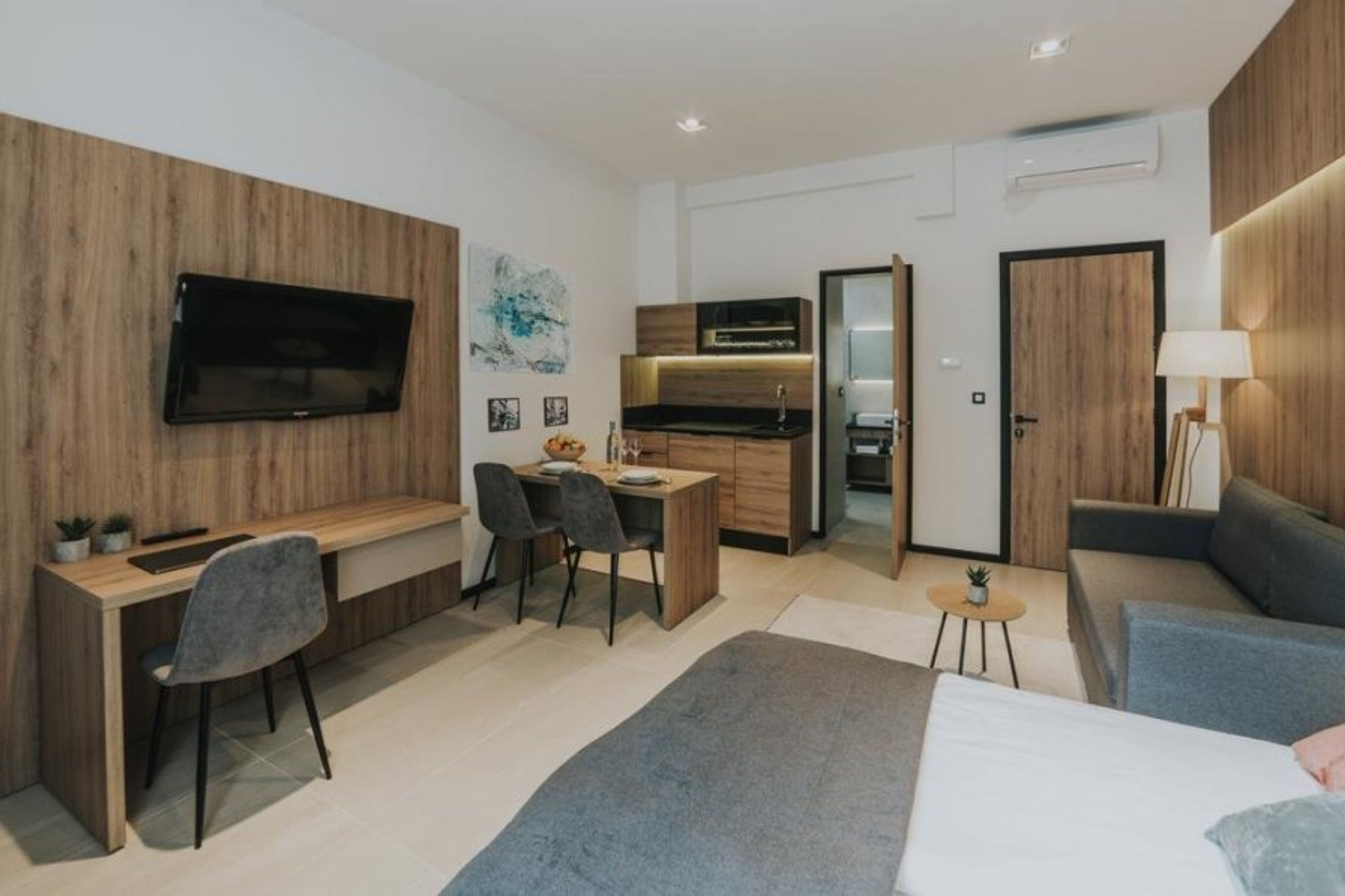The kitchenette is convenient and equipped for basic cooking!