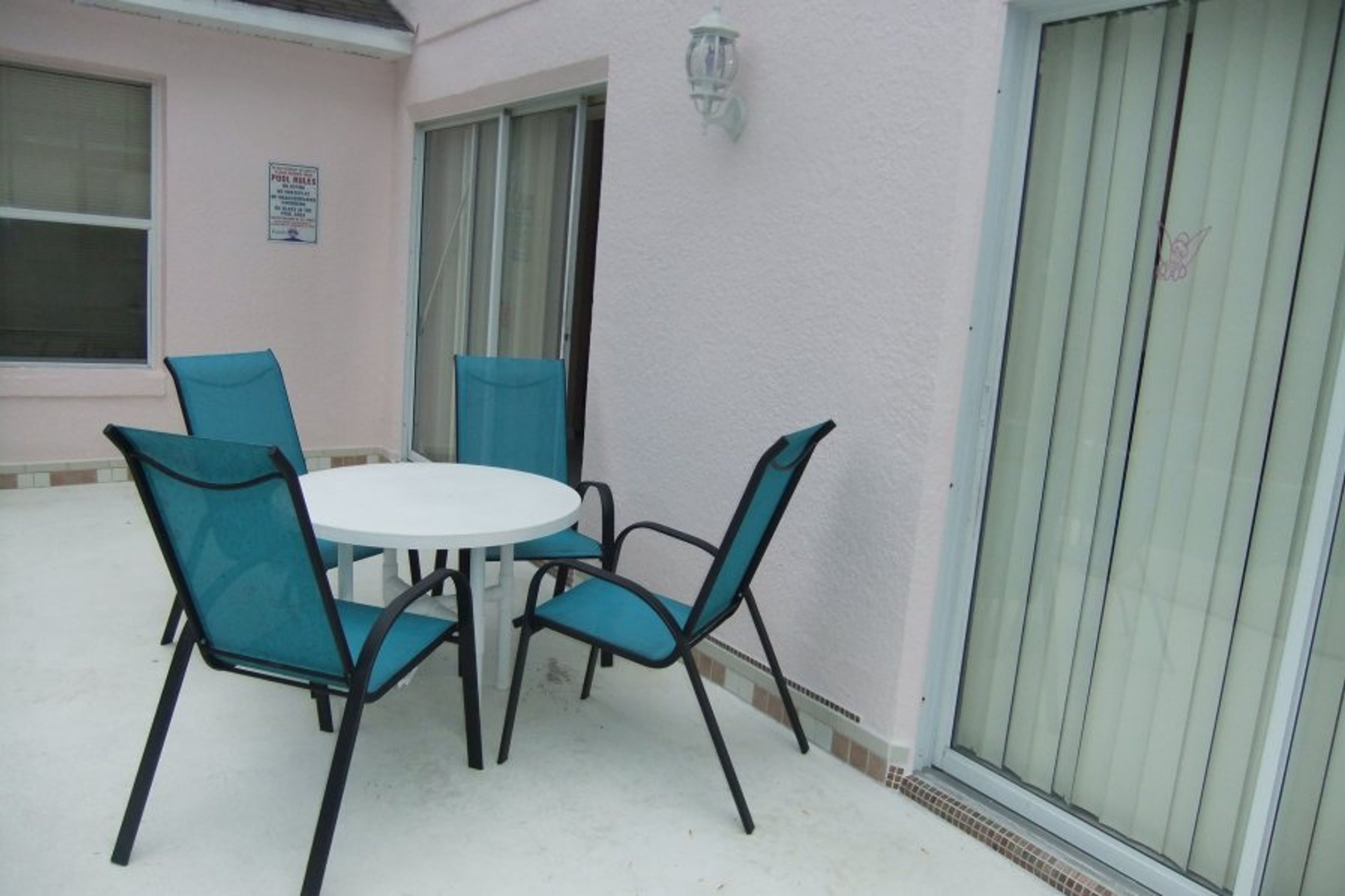 Dining area with pool view