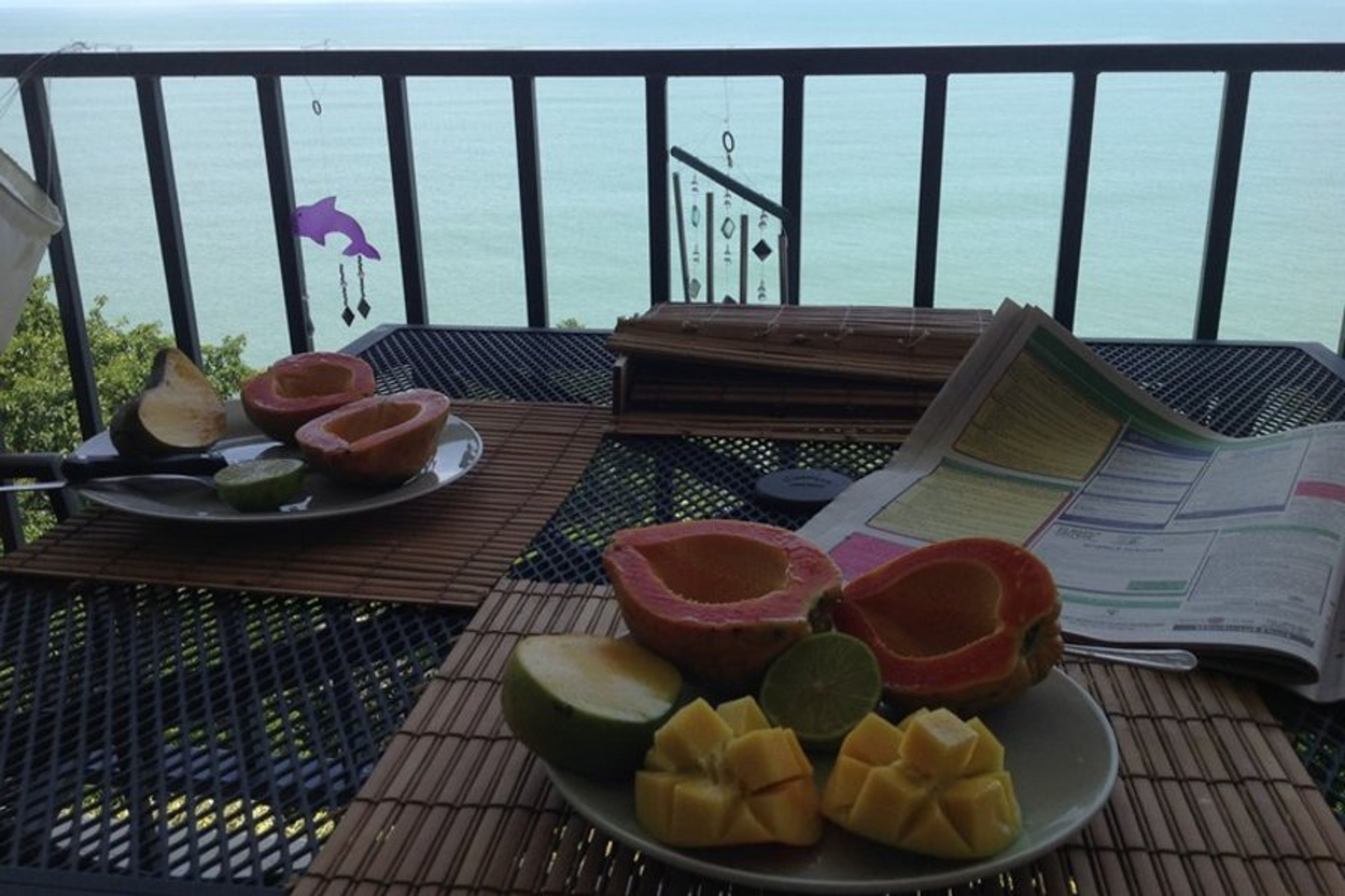 Healthy Tropical breakfast on the balcony