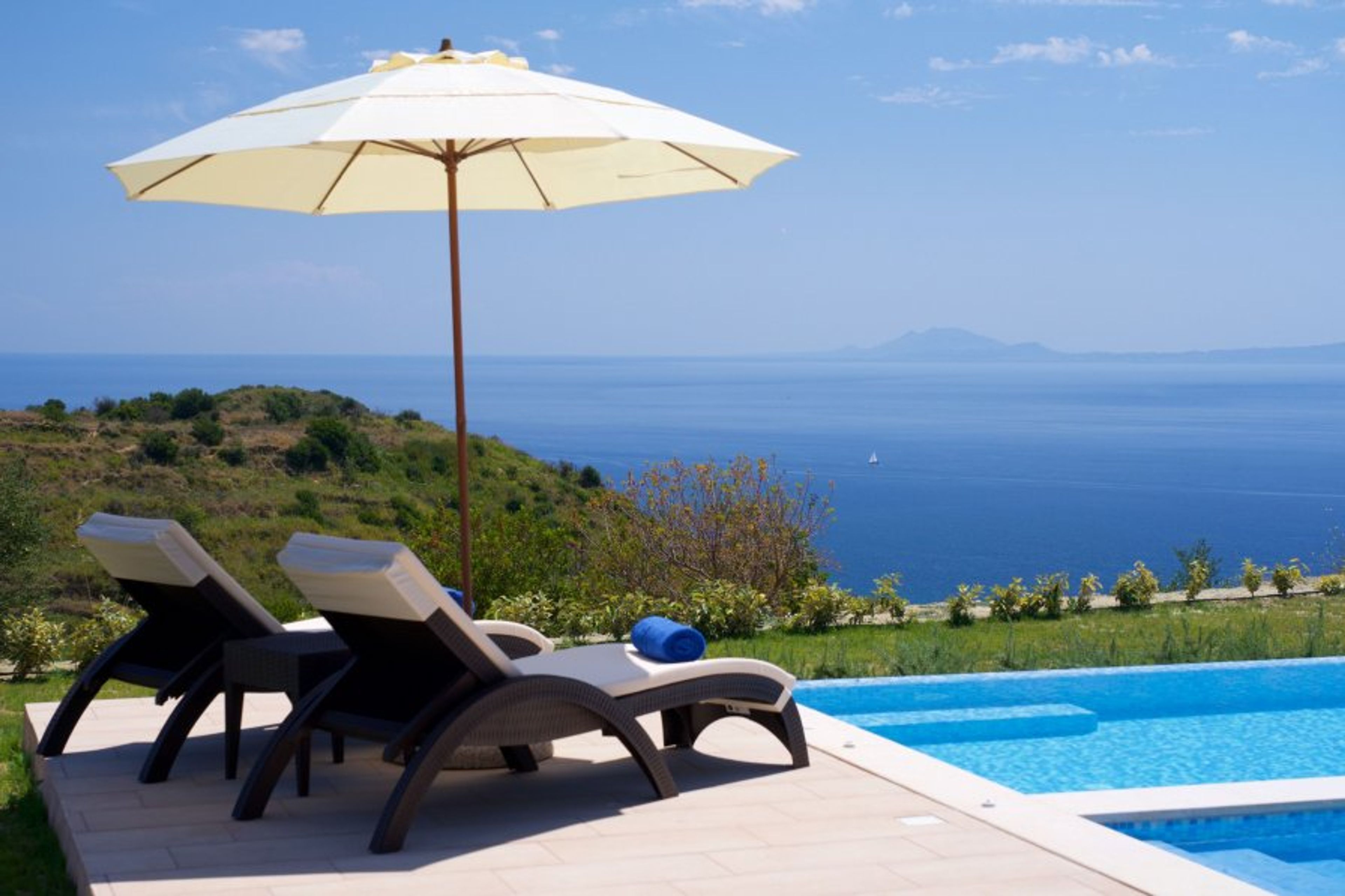 Plenty of sun loungers and the Jacuzzi offering stunning views