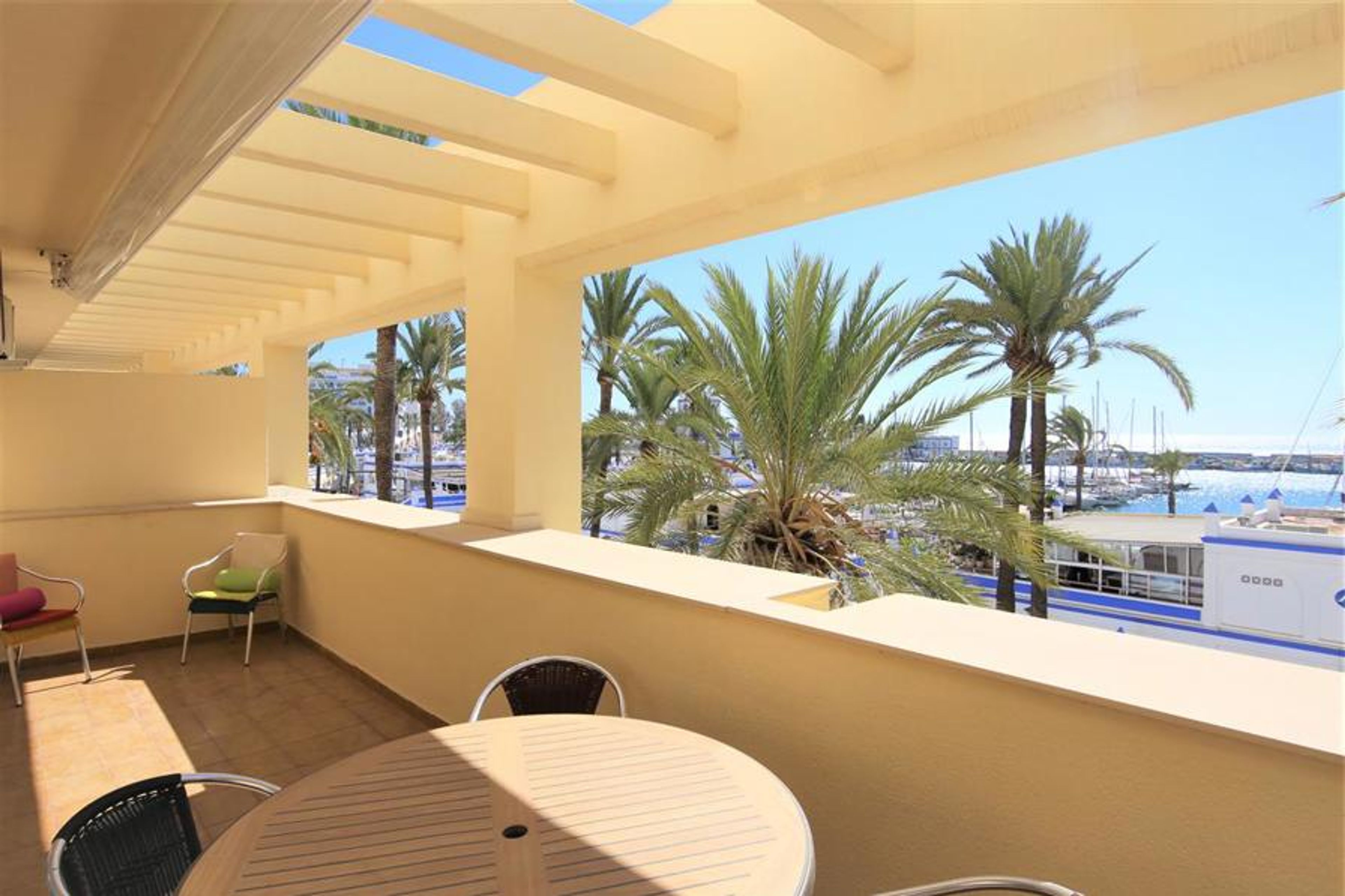 Large south facing balcony with stunning sea and p