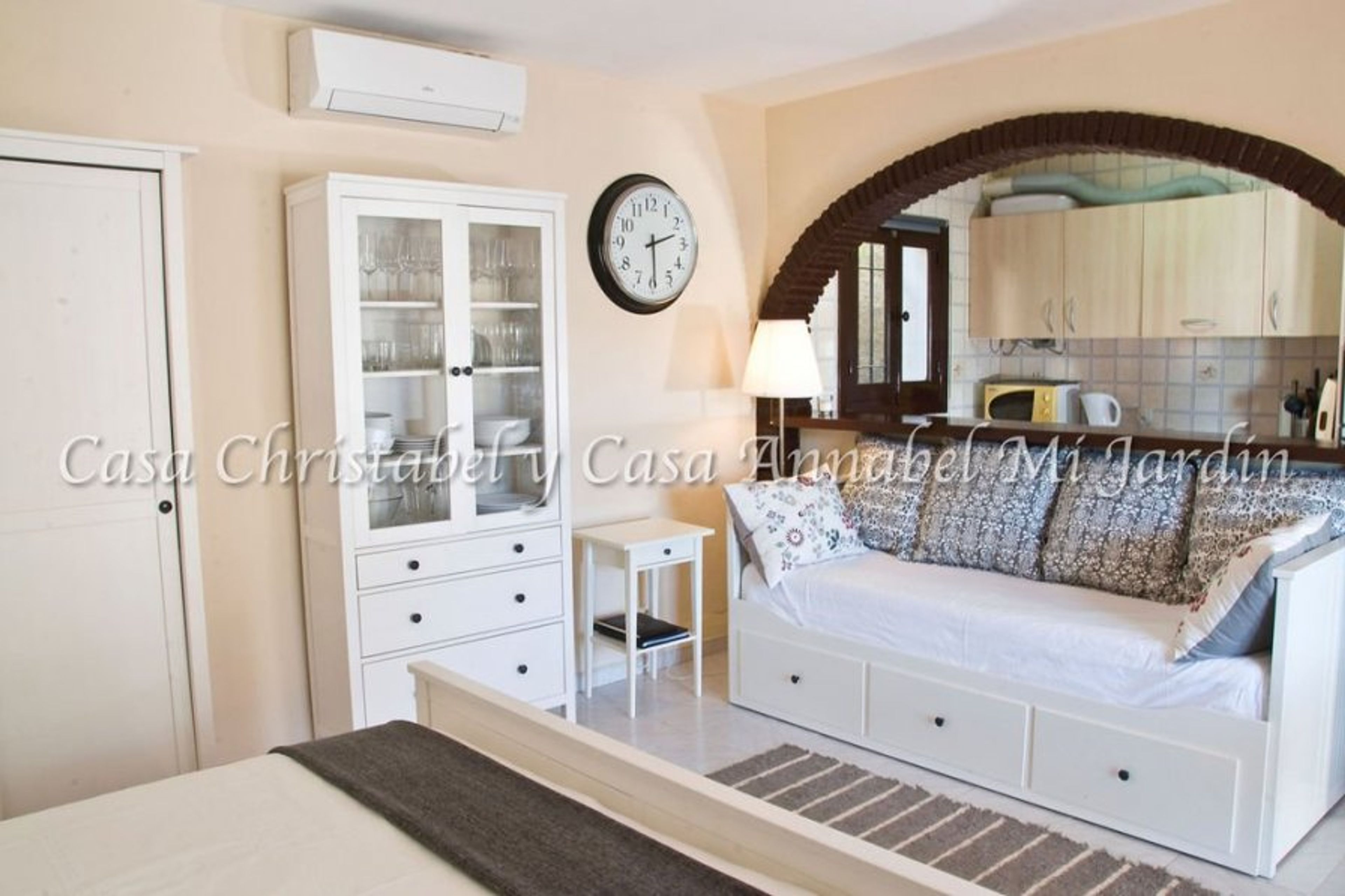 The day bed comfortably sleeps an extra adult or two children