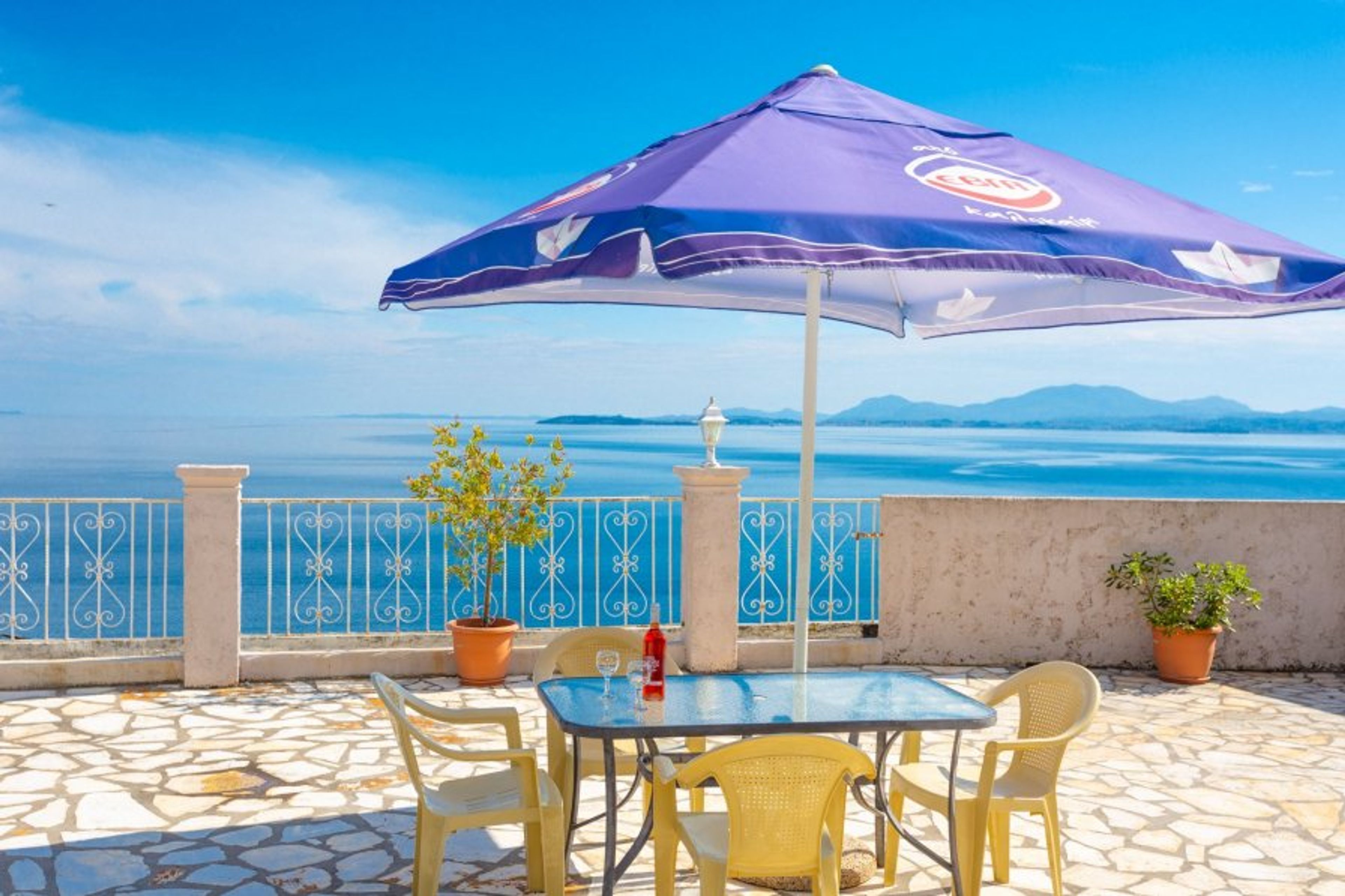 Private pool and terrace with panoramic sea views