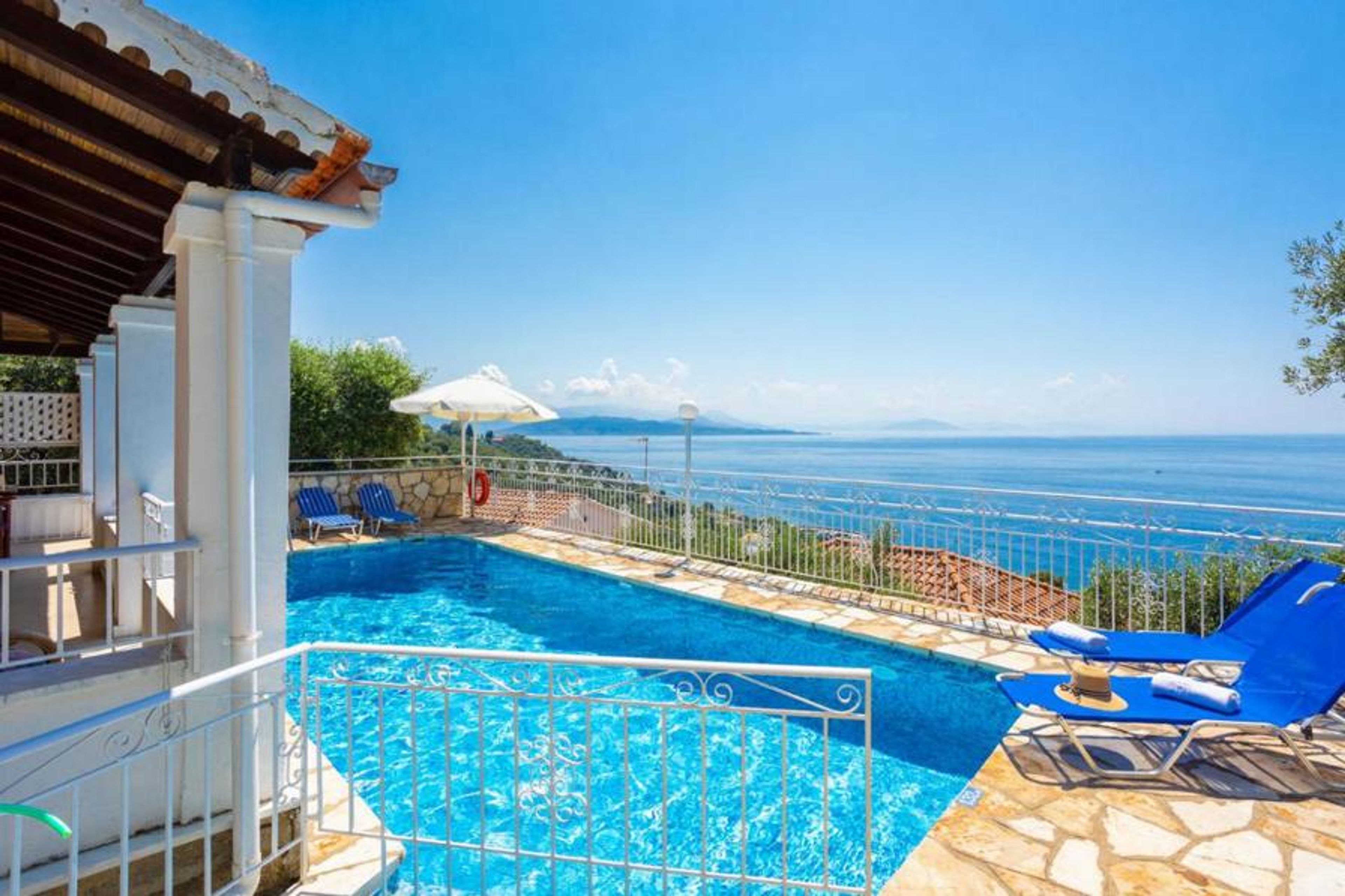 Private pool and terrace with sea views