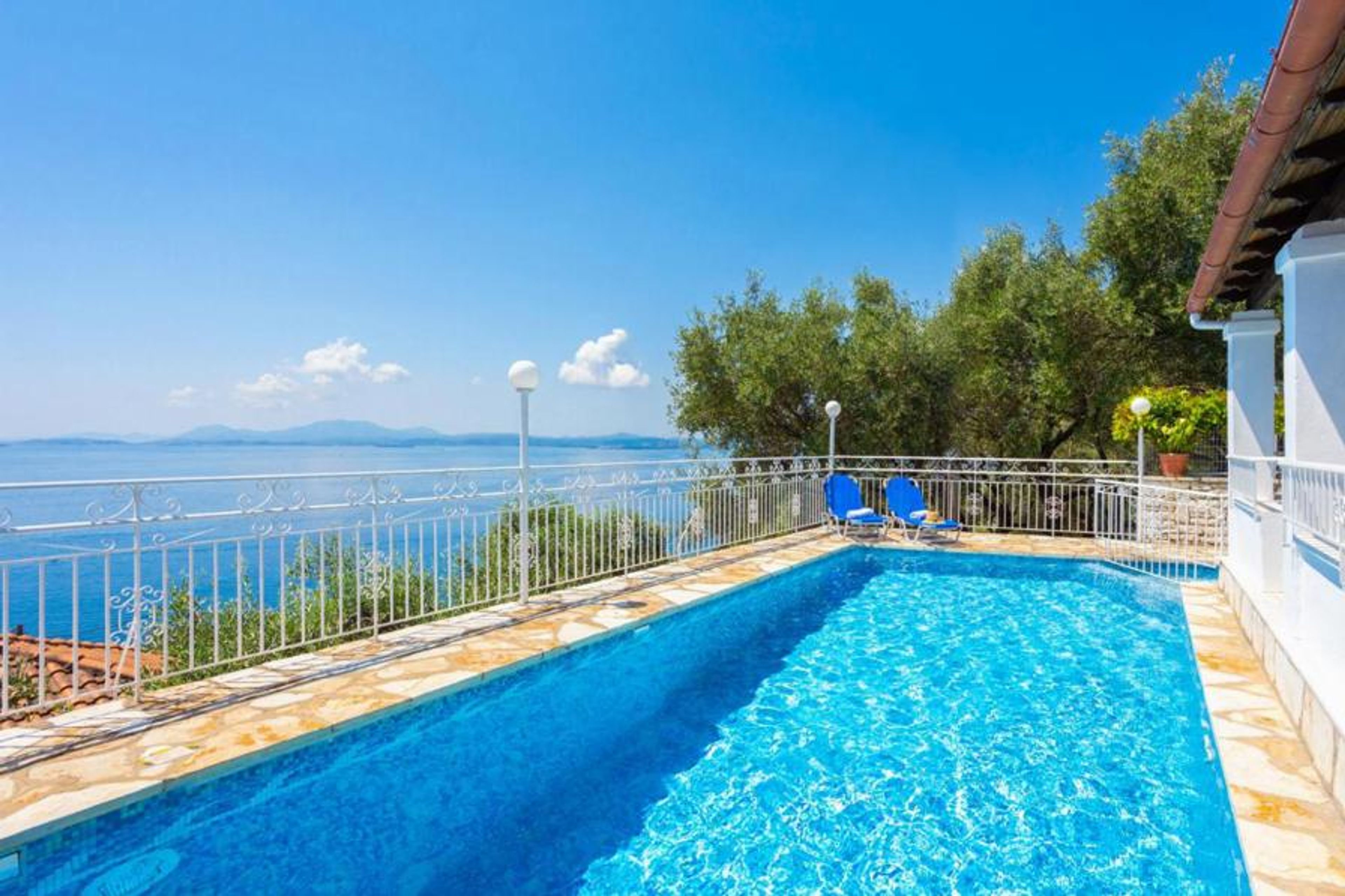 Private pool and terrace with sea views
