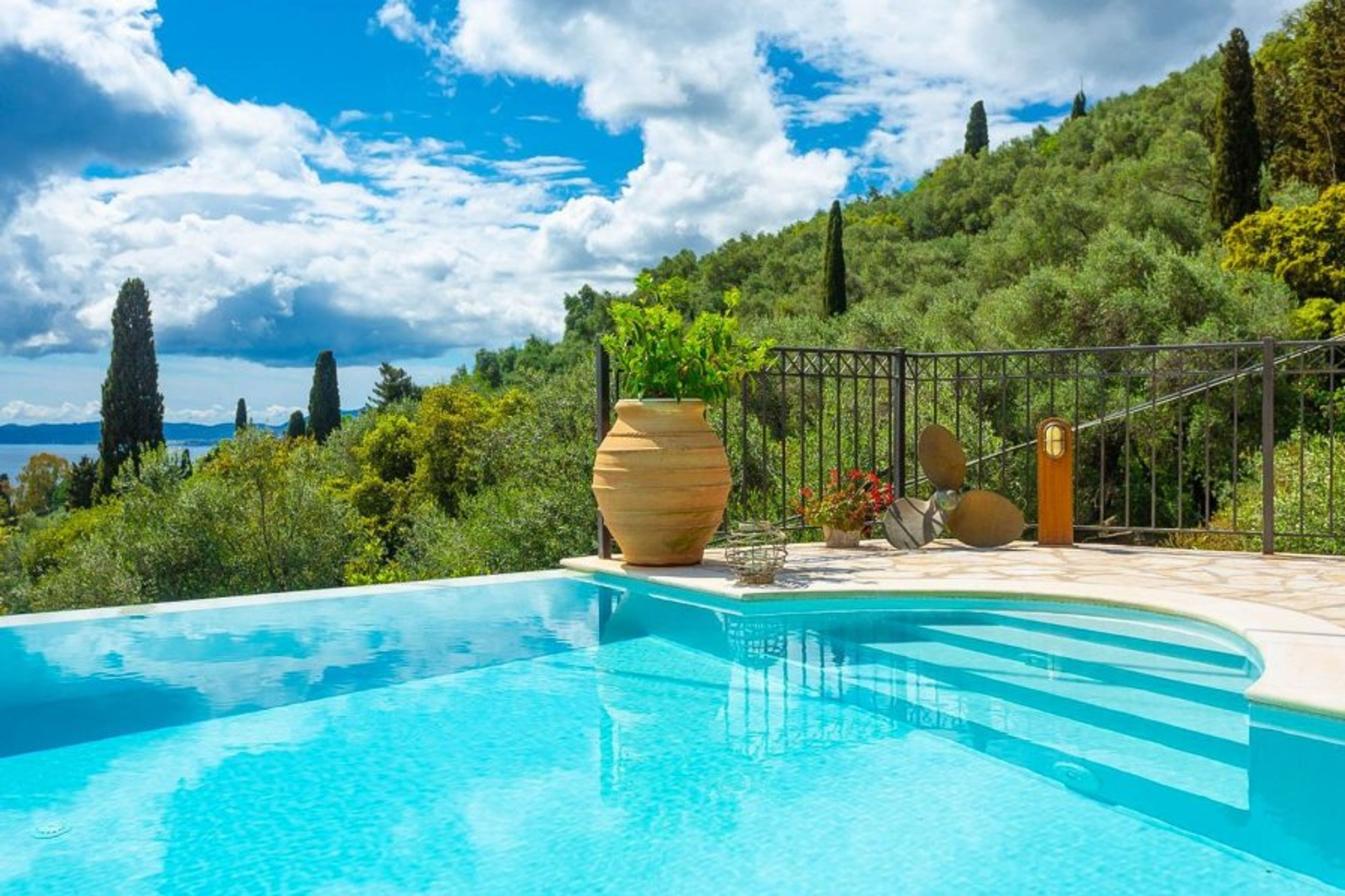 Private infinity pool and terrace with sea views
