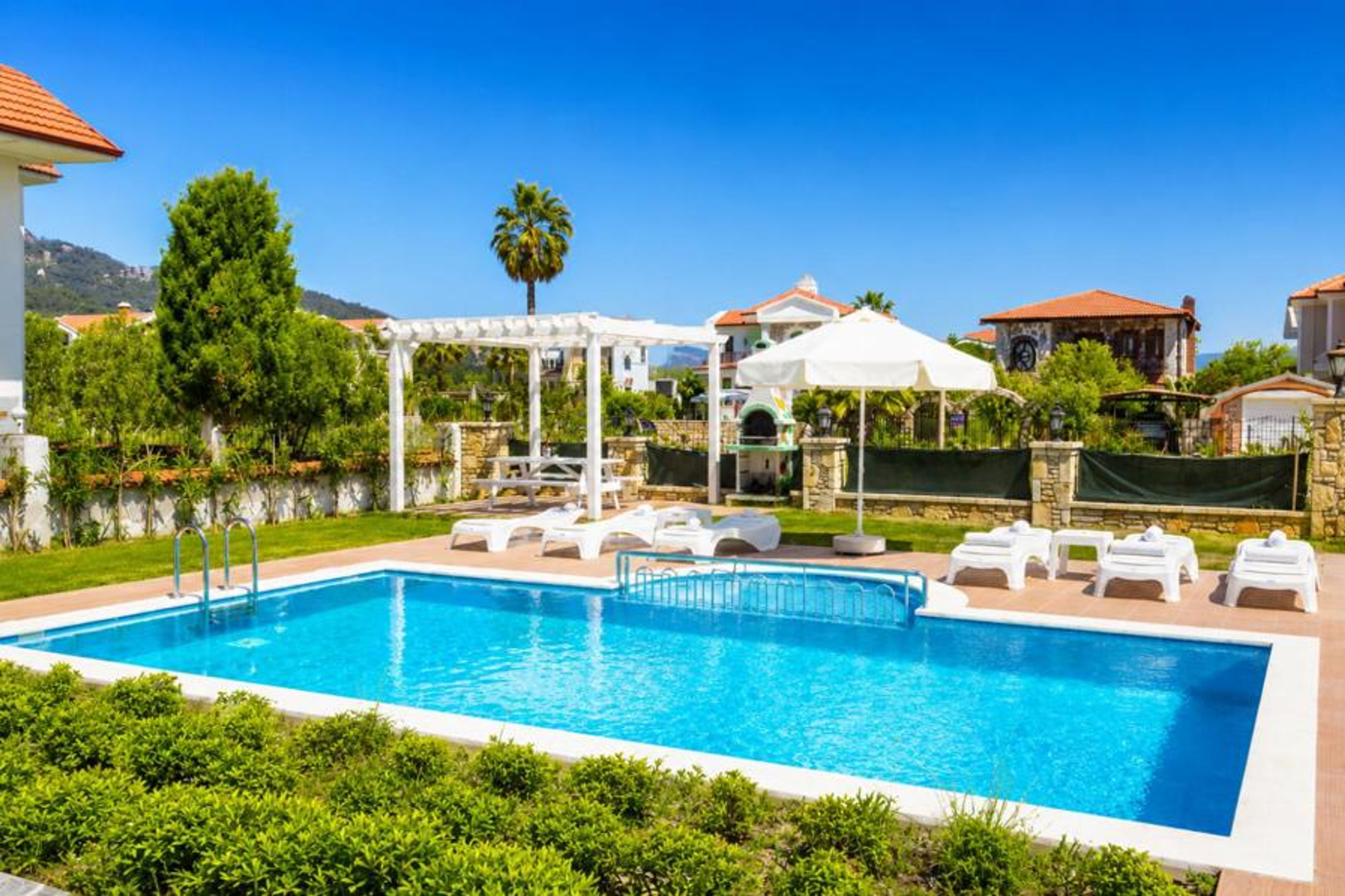 Private pool, terrace, and garden