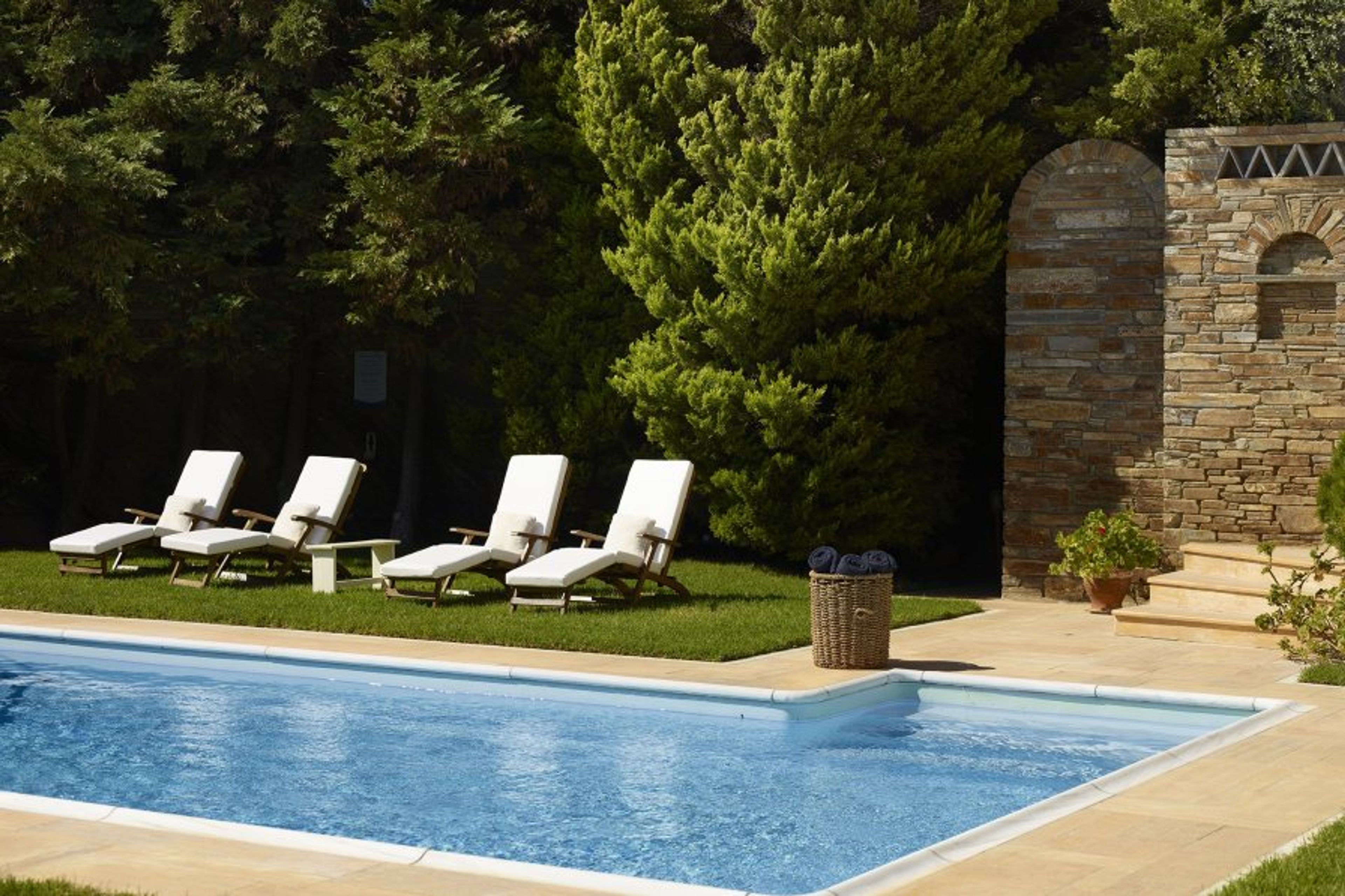 Relaxing by the pool