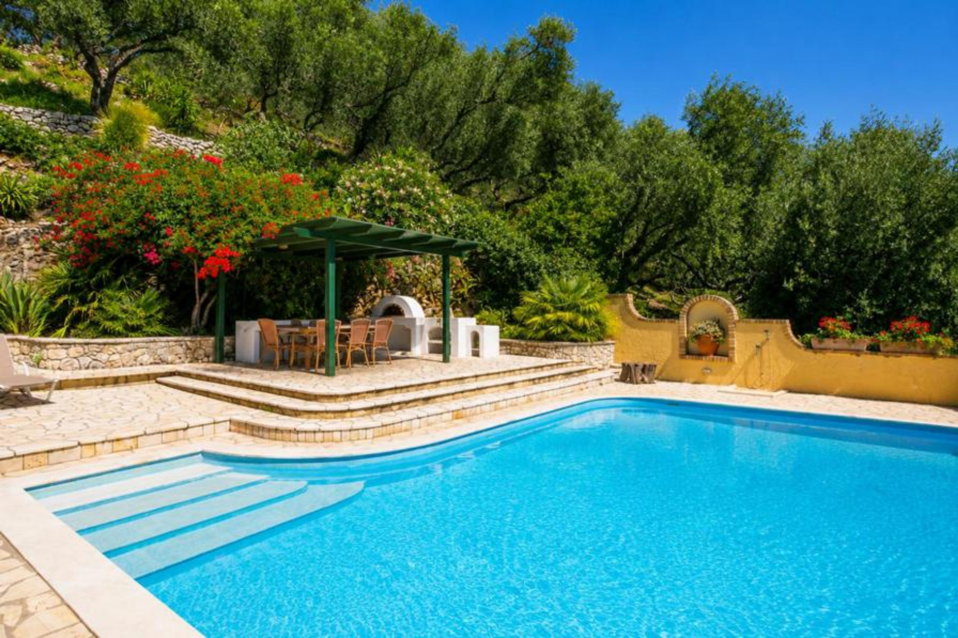 Private pool and terrace with sea views