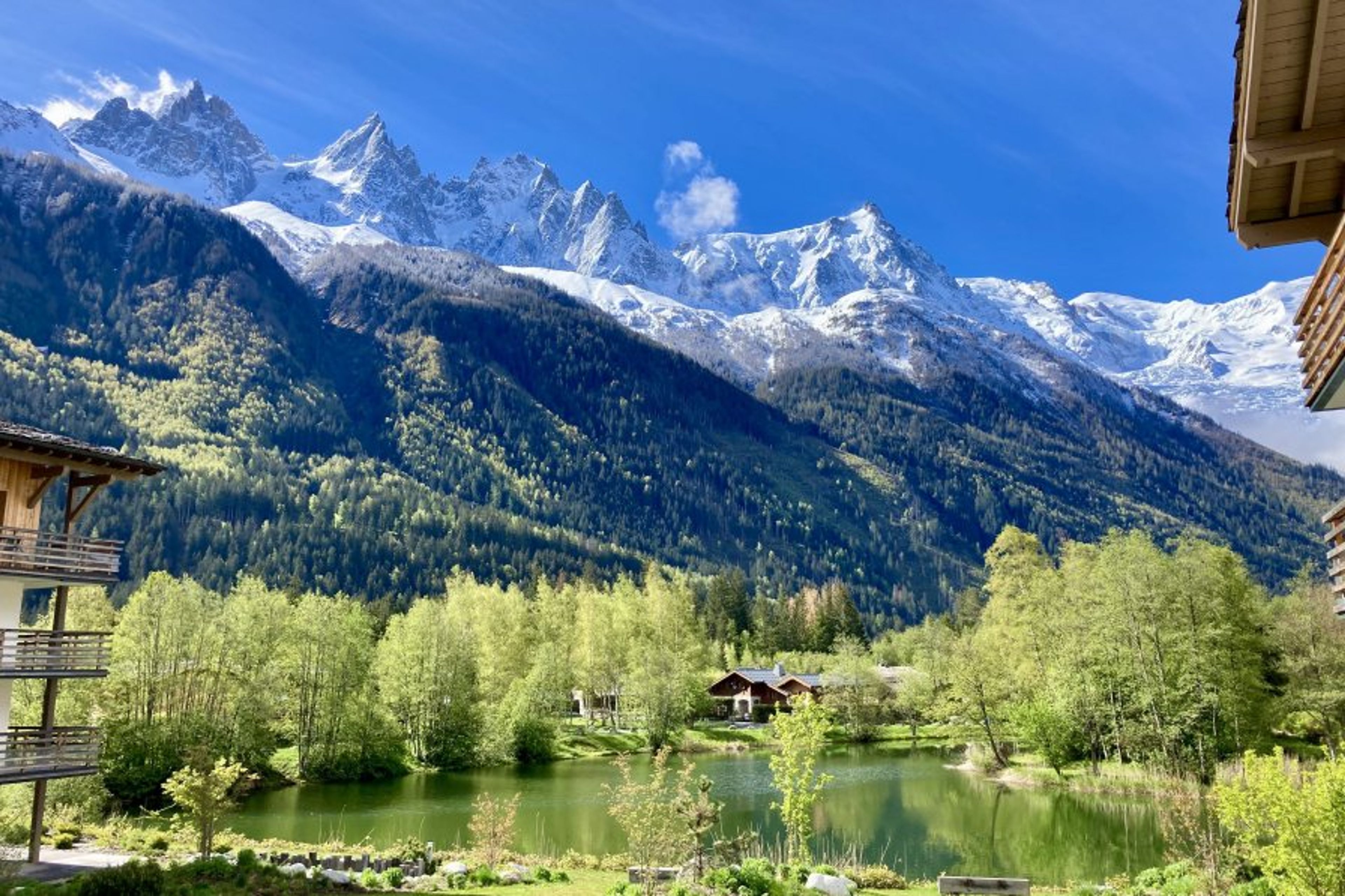 View from balcony facing Mt Blanc - summer