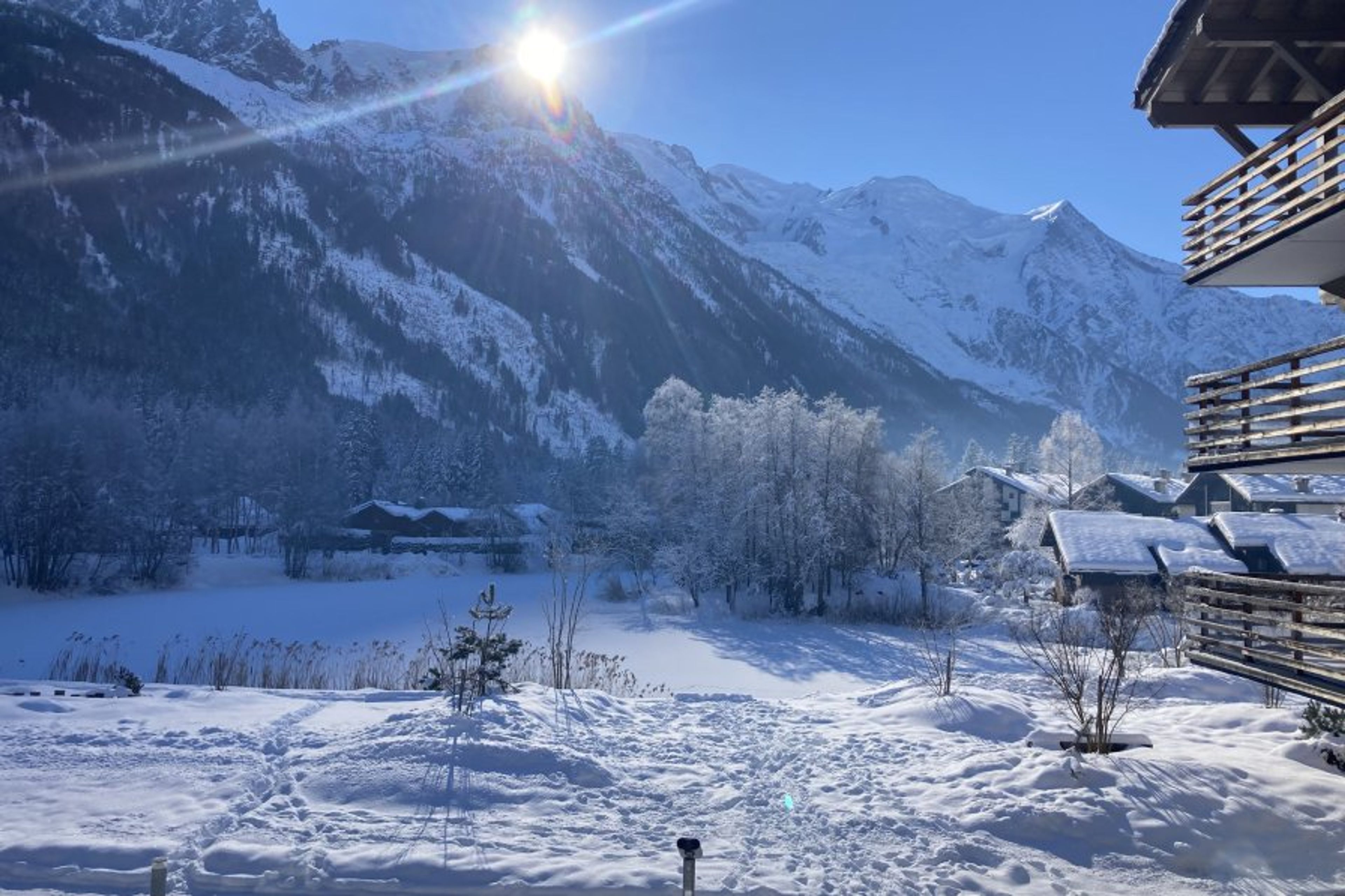 View from balcony facing Mt Blanc - winter