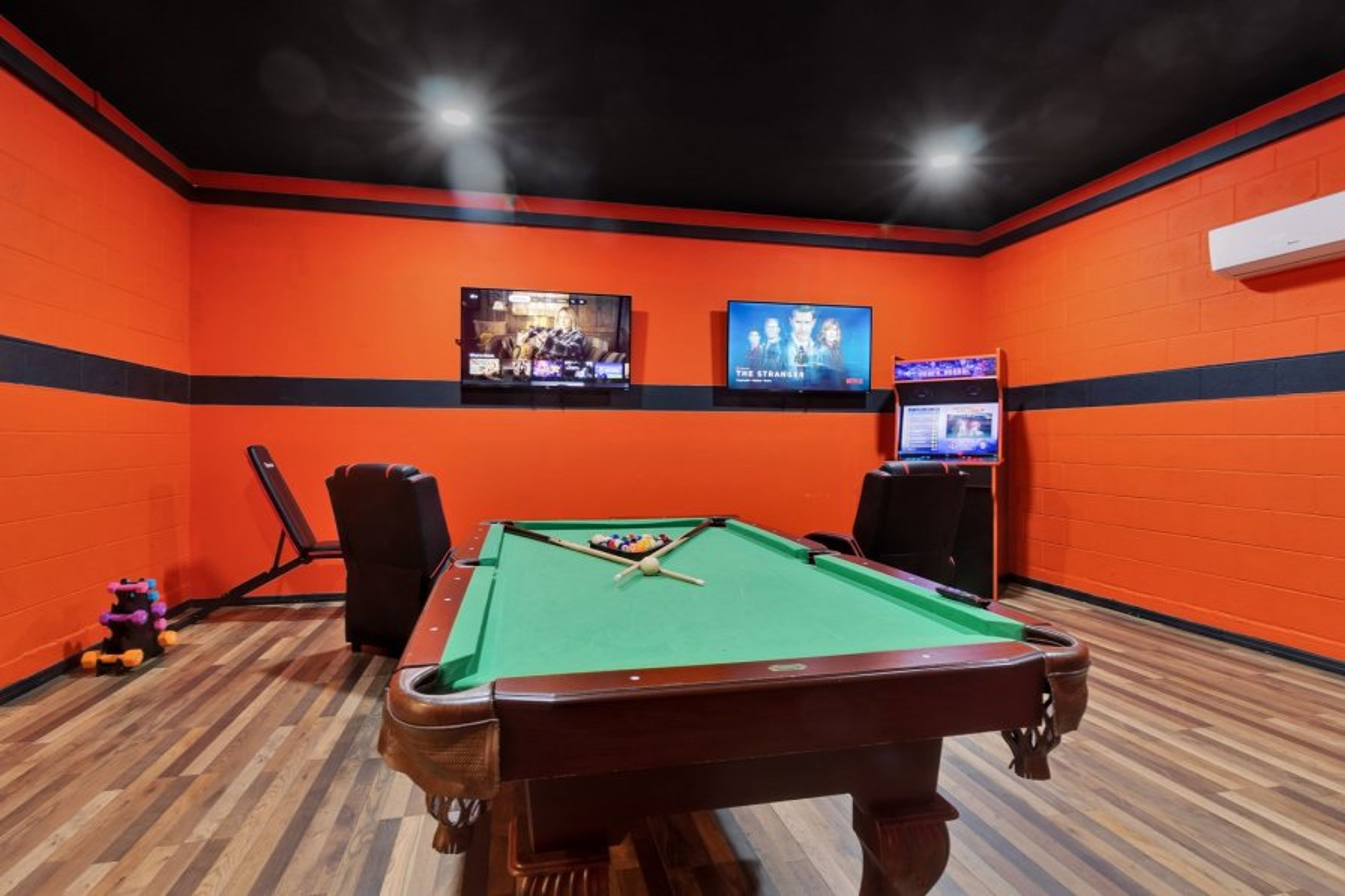 Game room in the garage