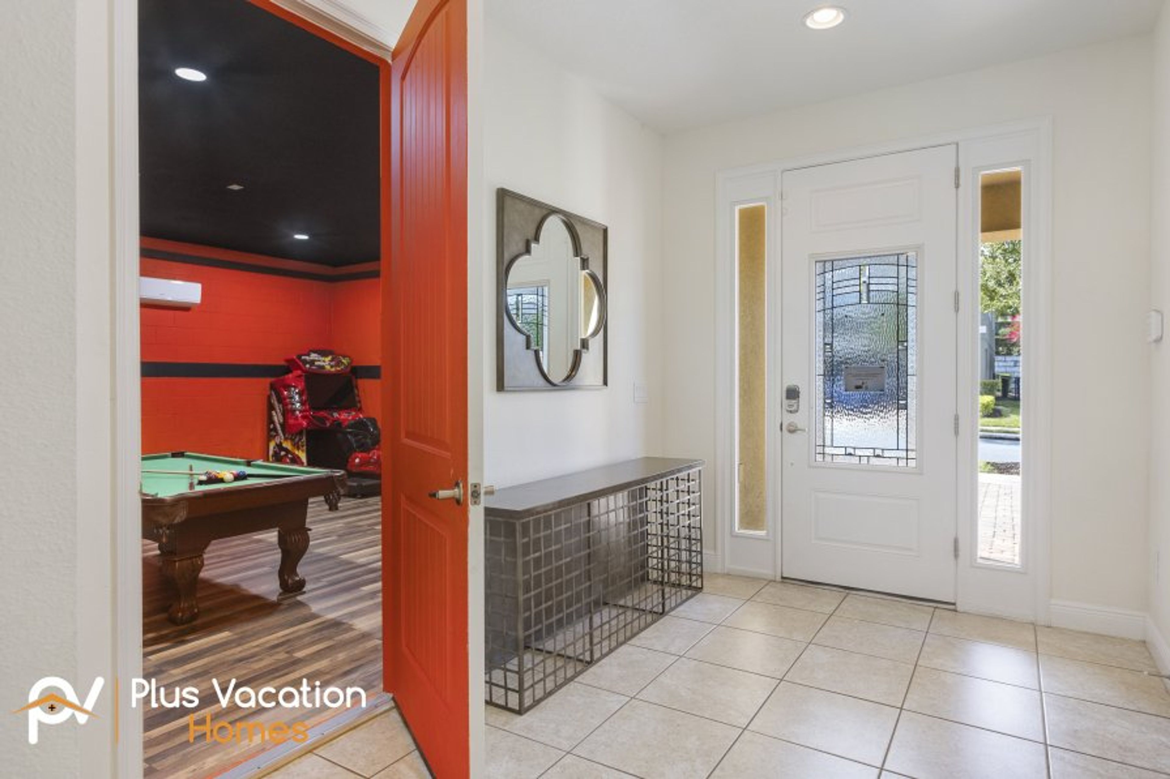 Entrance and game room view 