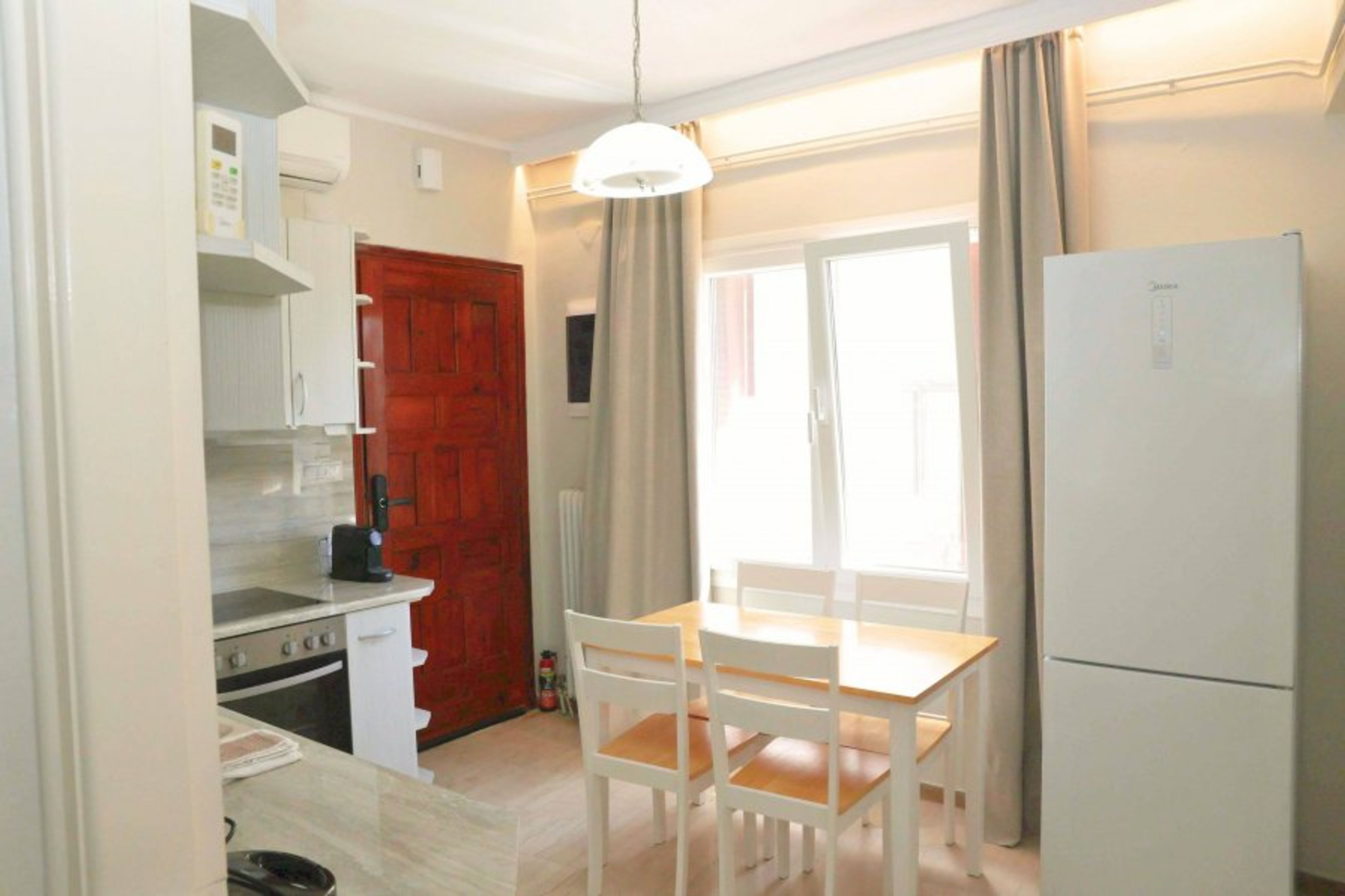 Als Plomari Kitchen with Refrigerator, Air Condition, Oven, Stove