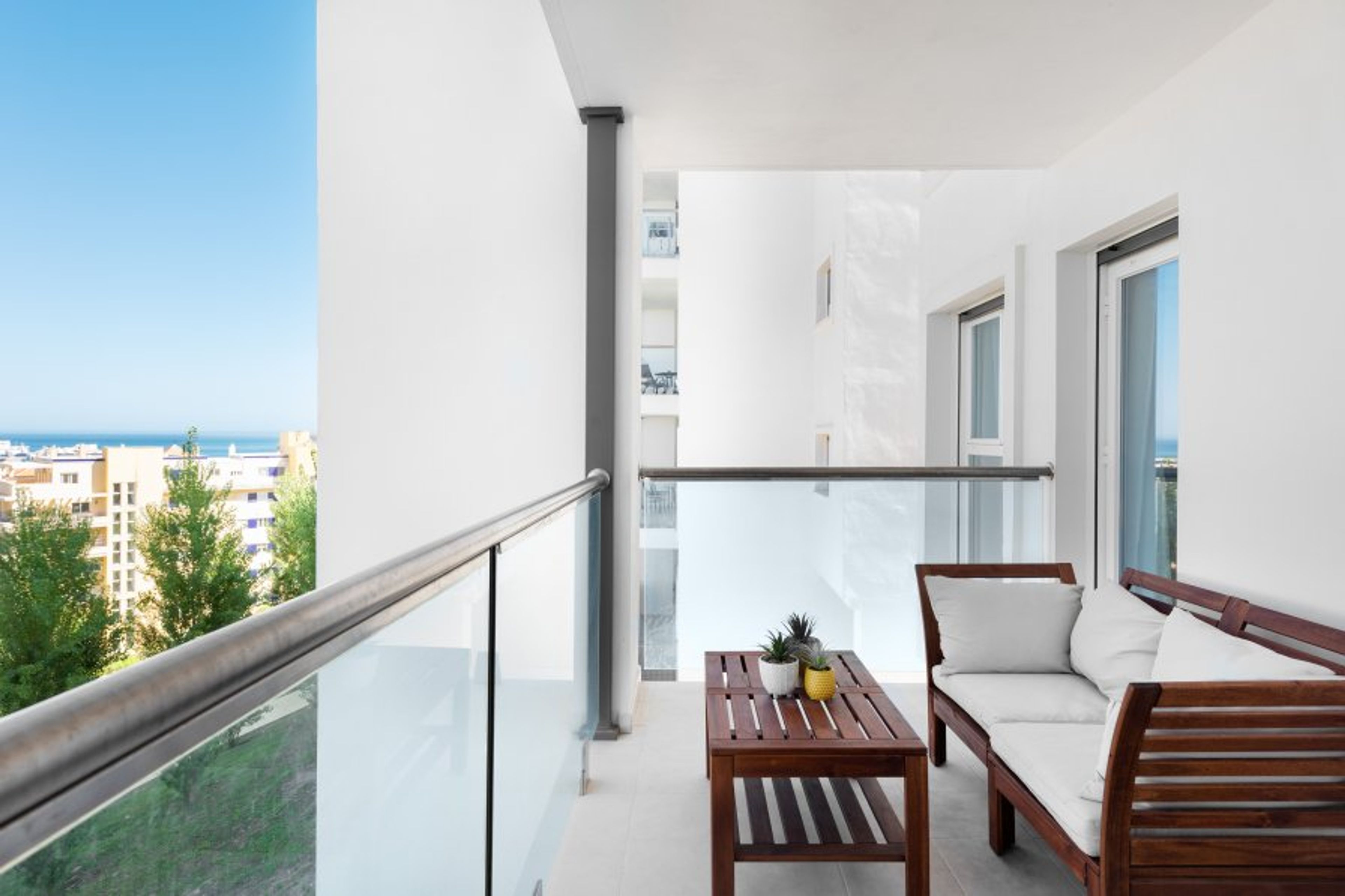 Terrace with sea and mountain views