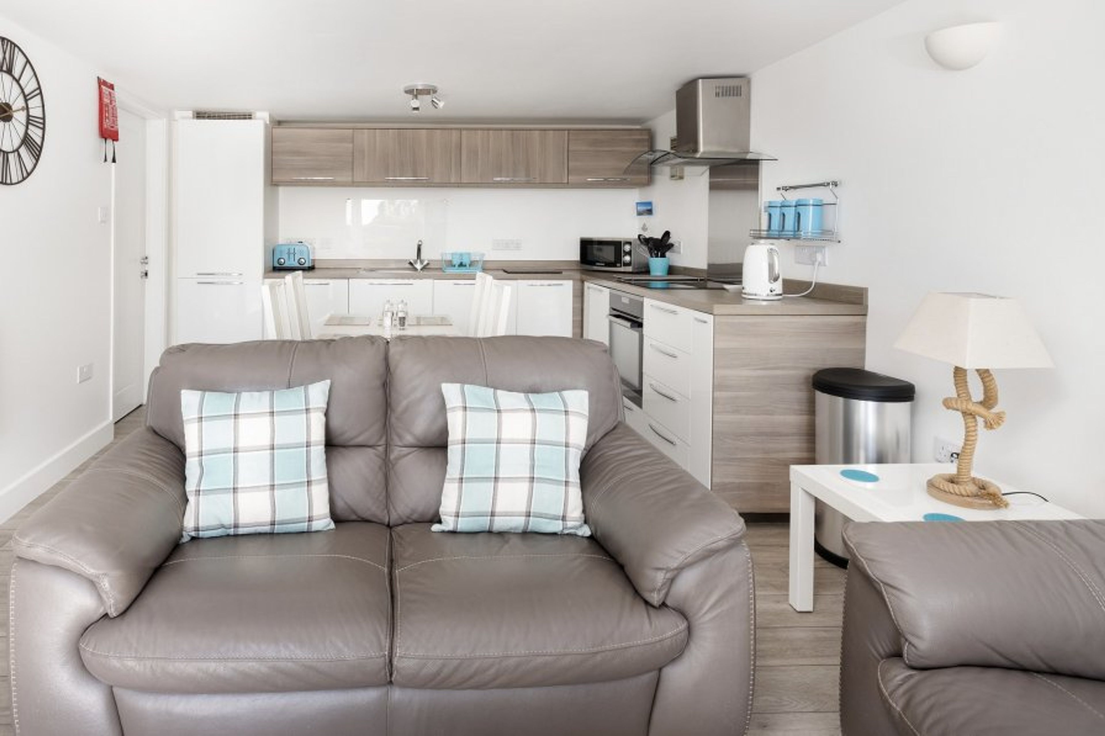 Leather sofas. Please bring own throws for dogs