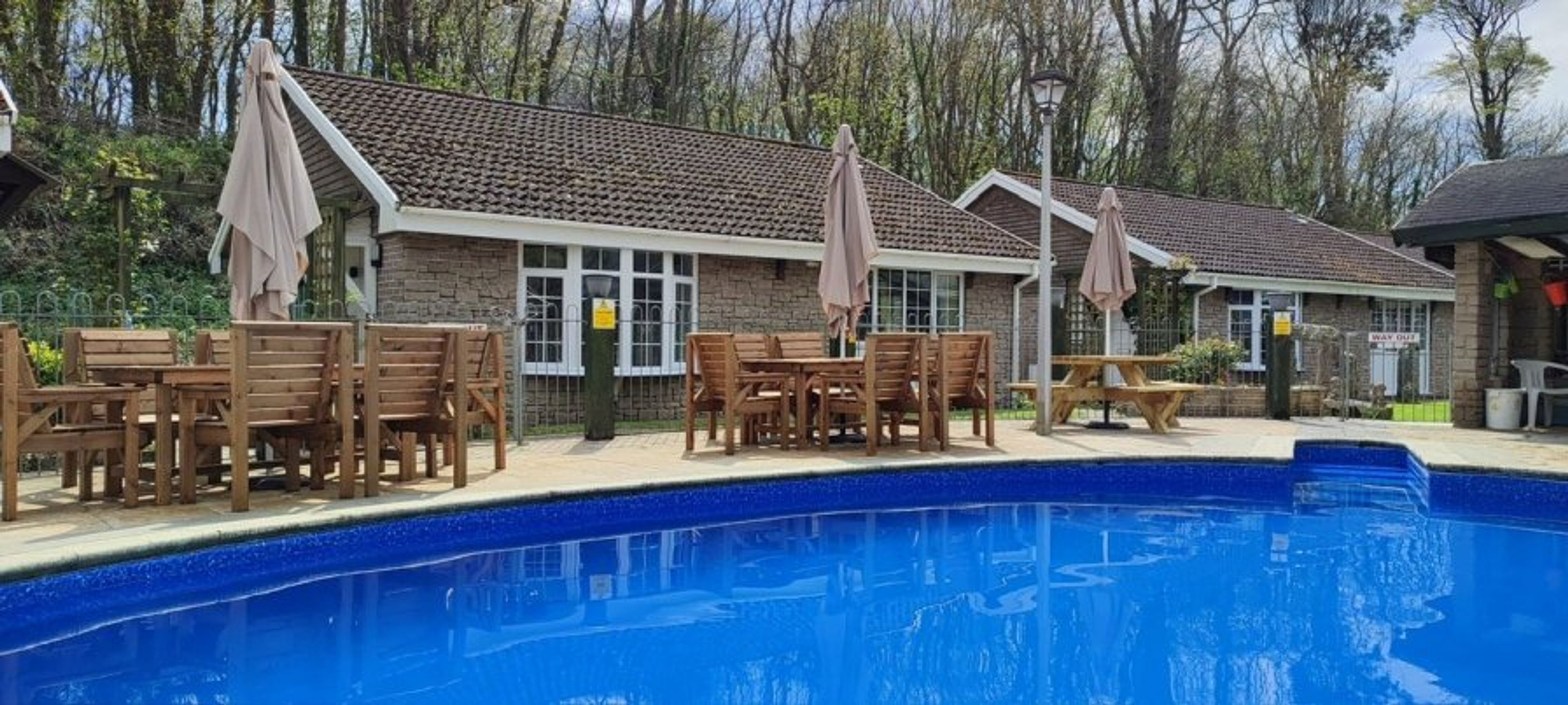 Outdoor heated pool for guests only
