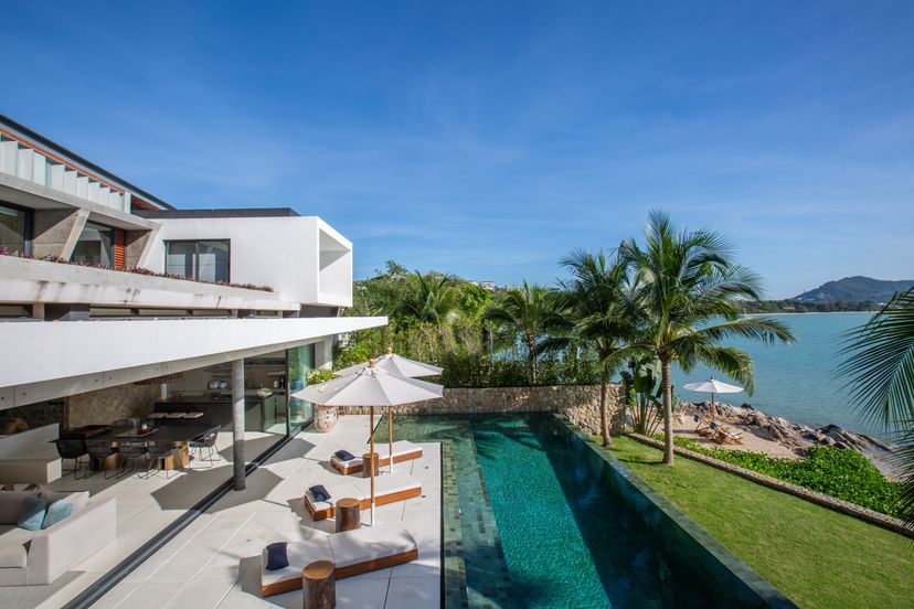 Villa in Suratthani, Koh Samui: Swimming pool and pool terrace of Kerem Beach front villa, B1, a p..